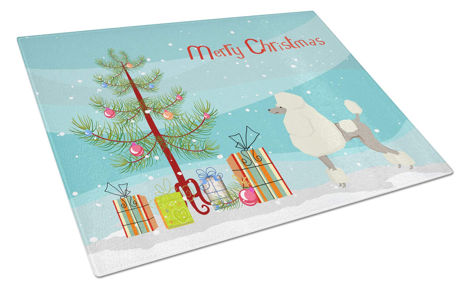 Poodle Christmas Tree Tempered Glass Cutting Board - Large Decorative Kitchen Chopping & Serving Board for Holiday Entertaining | Caroline's Treasures CK3556LCB | Perfect for Christmas Dinner Prep & Festive Table Decor