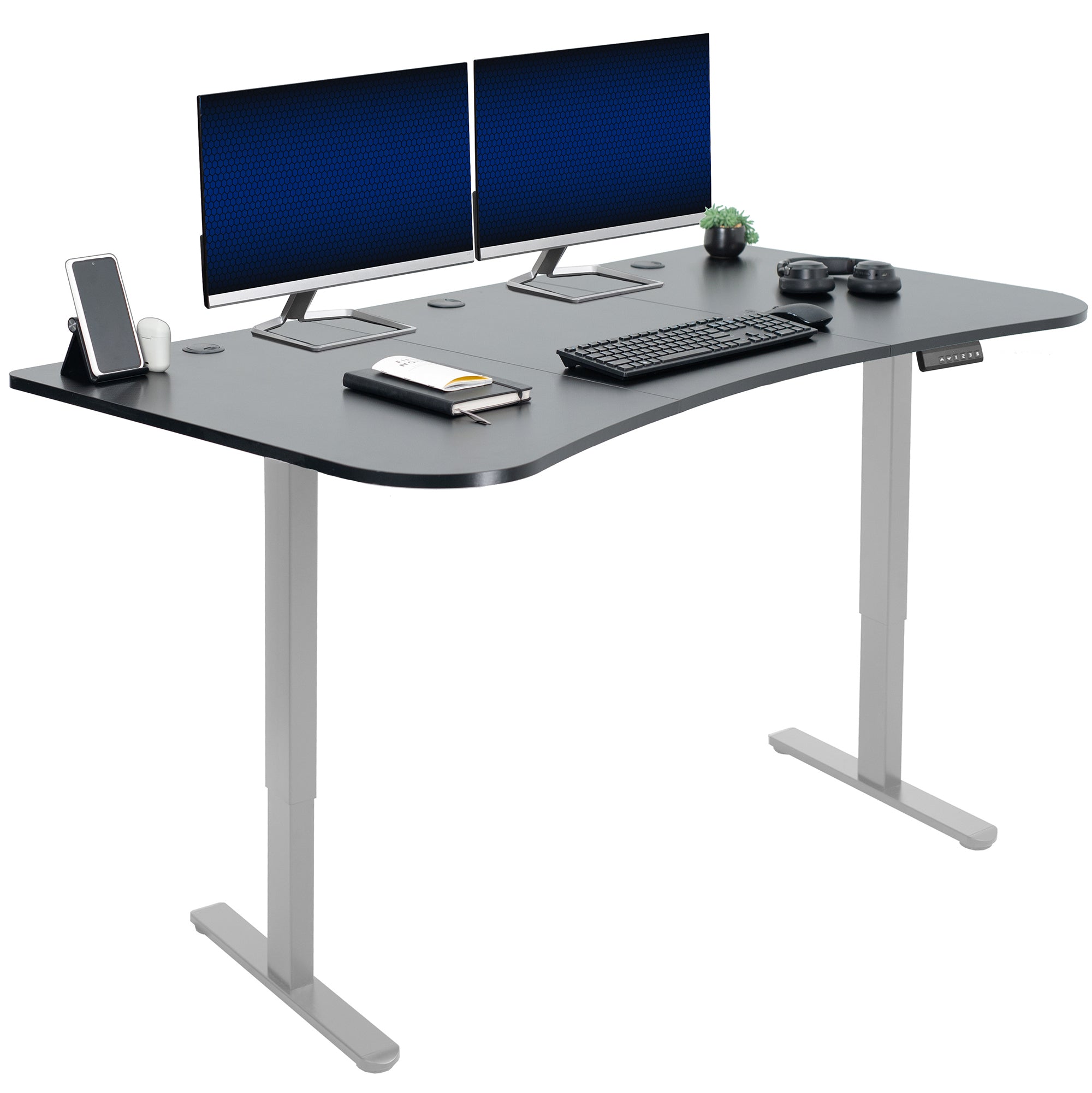 E2 Series 63 x 32 Inch Dual Motor Standing Desk with Memory Controller - Adjustable Height Electric Desk for Home Office, Gaming & Workstation Setup