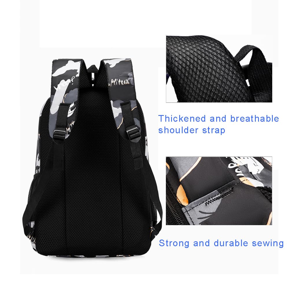 Camouflage Backpack for Boys & Girls - Large Capacity School Backpack for Kids & Students - Durable Green Schoolbag for Daily Use, Travel & Outdoor Activities
