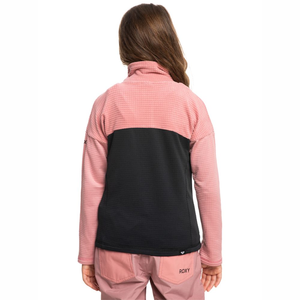 Roxy Sidley Girls Ski Fleece Jacket - Dusty Rose Color | Warm Winter Fleece for Skiing, Snowboarding & Outdoor Activities