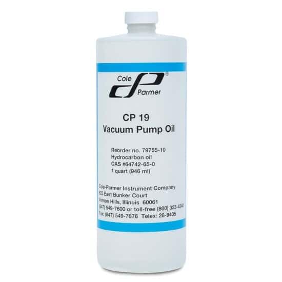 Cole-Parmer CP 19 High Performance Vacuum Pump Oil - 55 CST Viscosity - 1 Quart Bottle - Ideal for Laboratory, HVAC, and Industrial Vacuum Systems