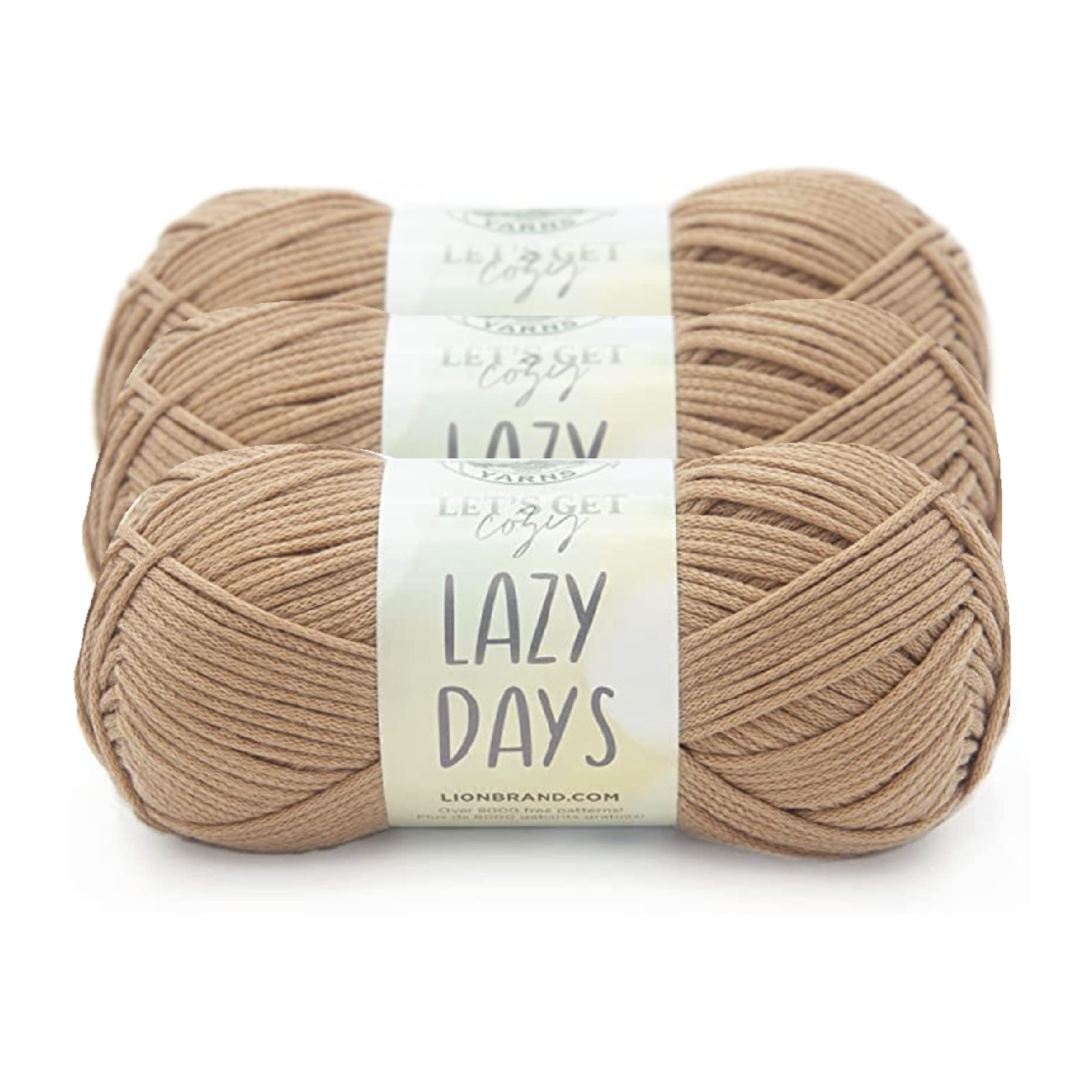(3 Pack) Lion Brand Yarn Lazy Days Yarn - Soft & Chunky Clay Color Acrylic Knitting Yarn for Crochet, Blankets, Scarves & DIY Crafts - Perfect for Home Decor, Gifts & Cozy Winter Projects
