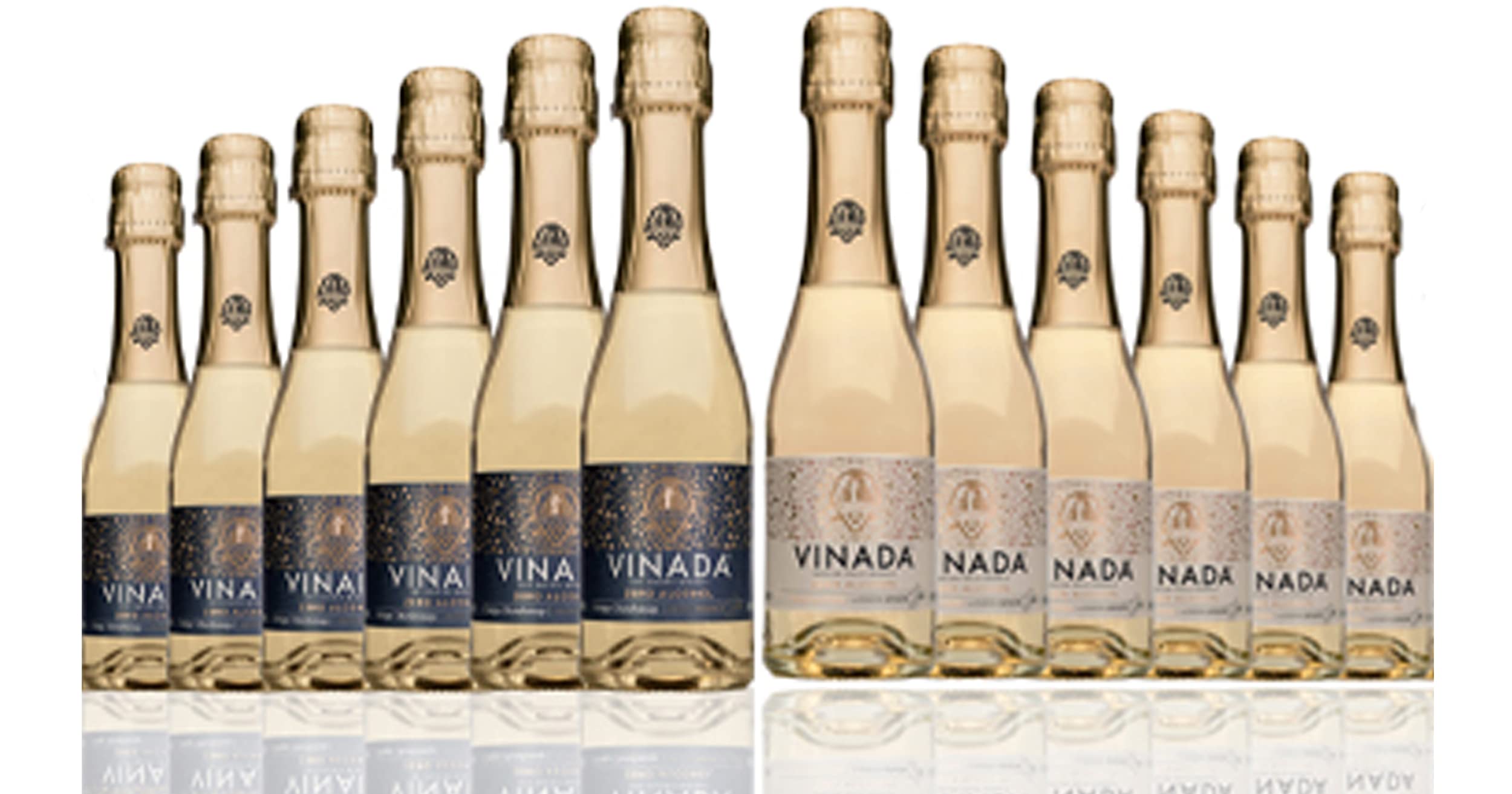 VINADA Sparkling Gold & Crispy Chardonnay Non-Alcoholic Wine - 12 Pack (200ml Glass Bottles) | Perfect for Parties, Celebrations & Sober Living | Vegan & Gluten-Free Alternative to Champagne