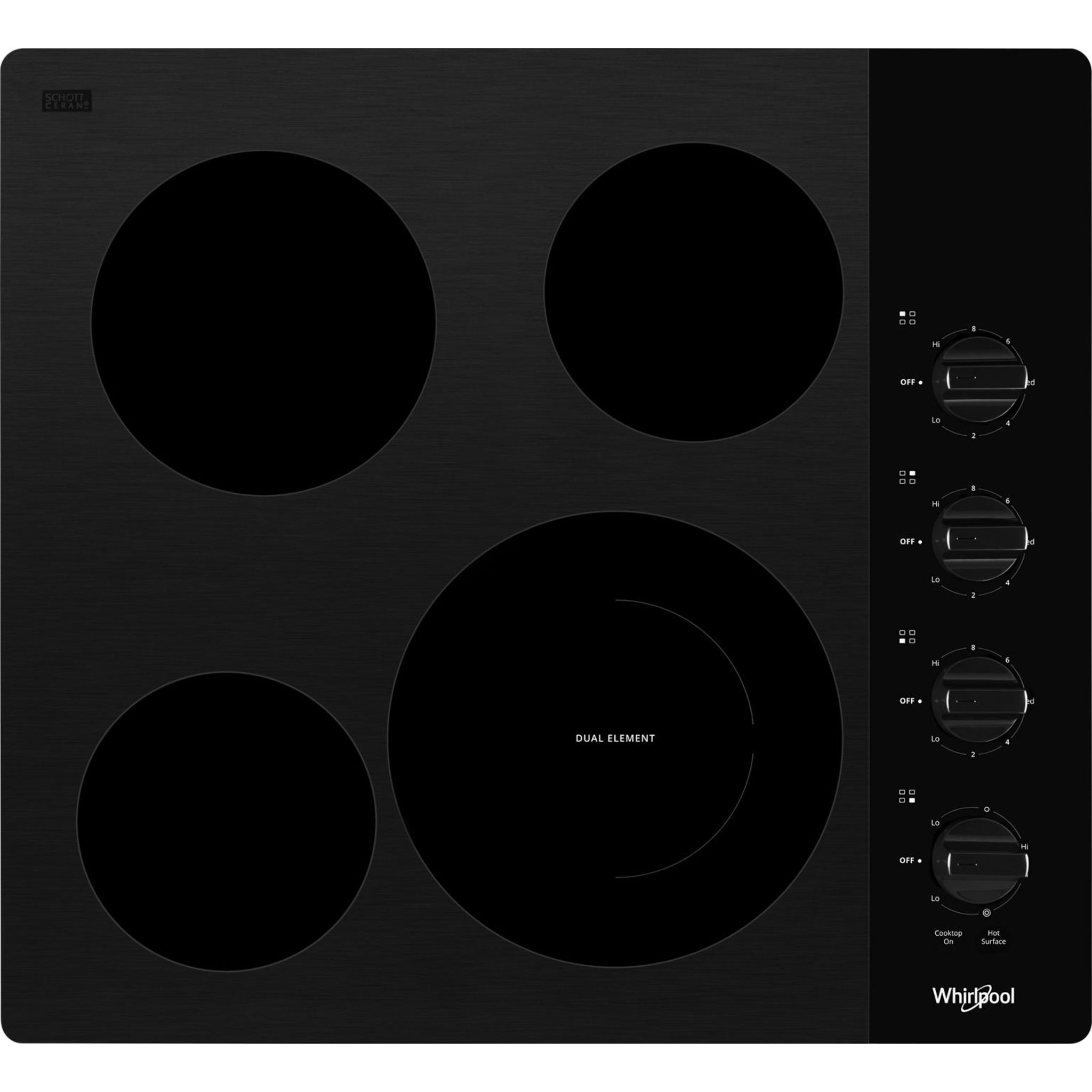 Whirlpool 24 Inch Black Electric Cooktop - WCE55US4HB Model | Perfect for Modern Kitchens, Apartments & Small Spaces