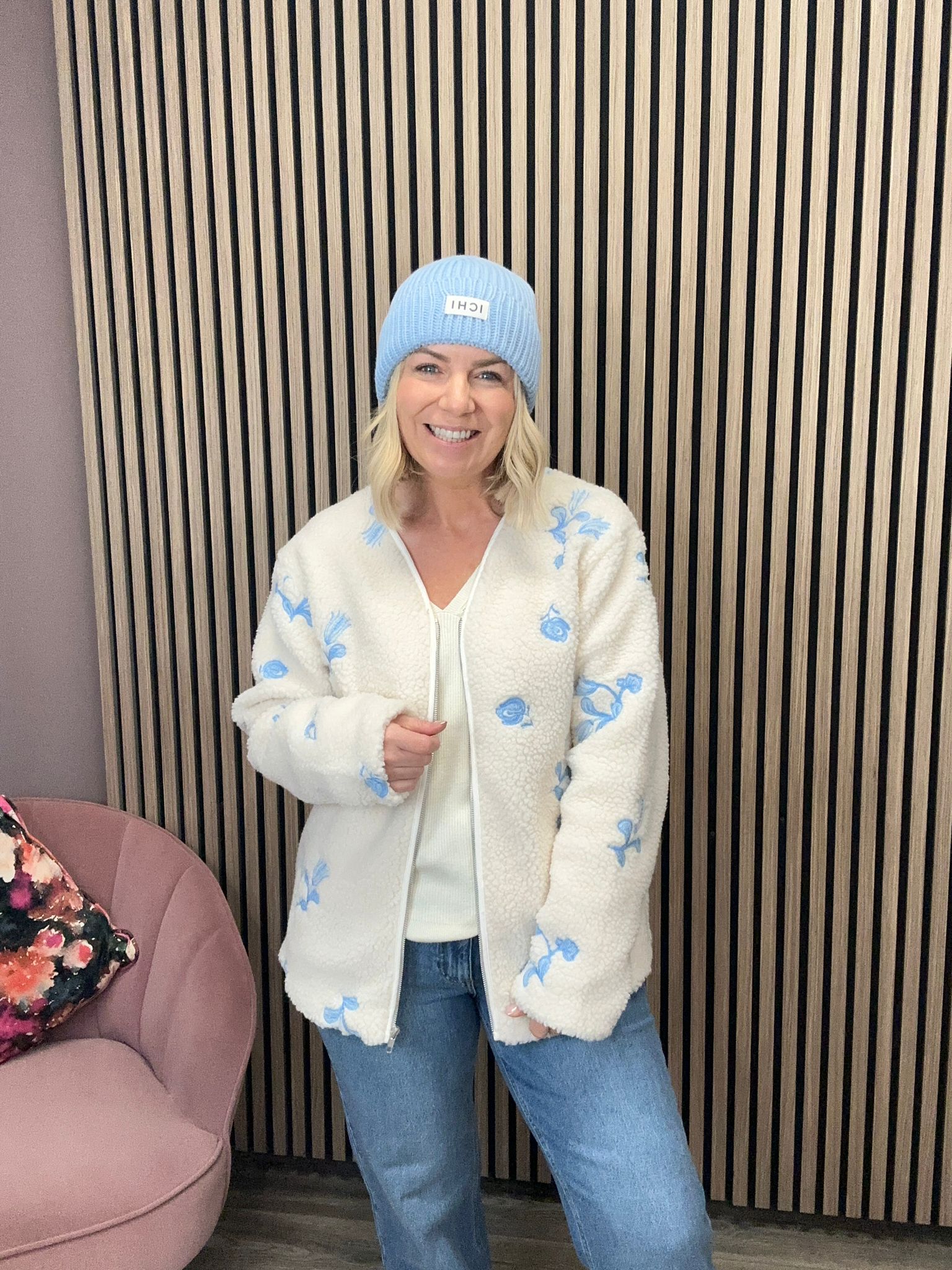 Gail Teddy Zipped Jacket for Women - Soft Fleece Winter Coat in Almond Milk Color - Perfect for Casual Outings, Travel & Cold Weather