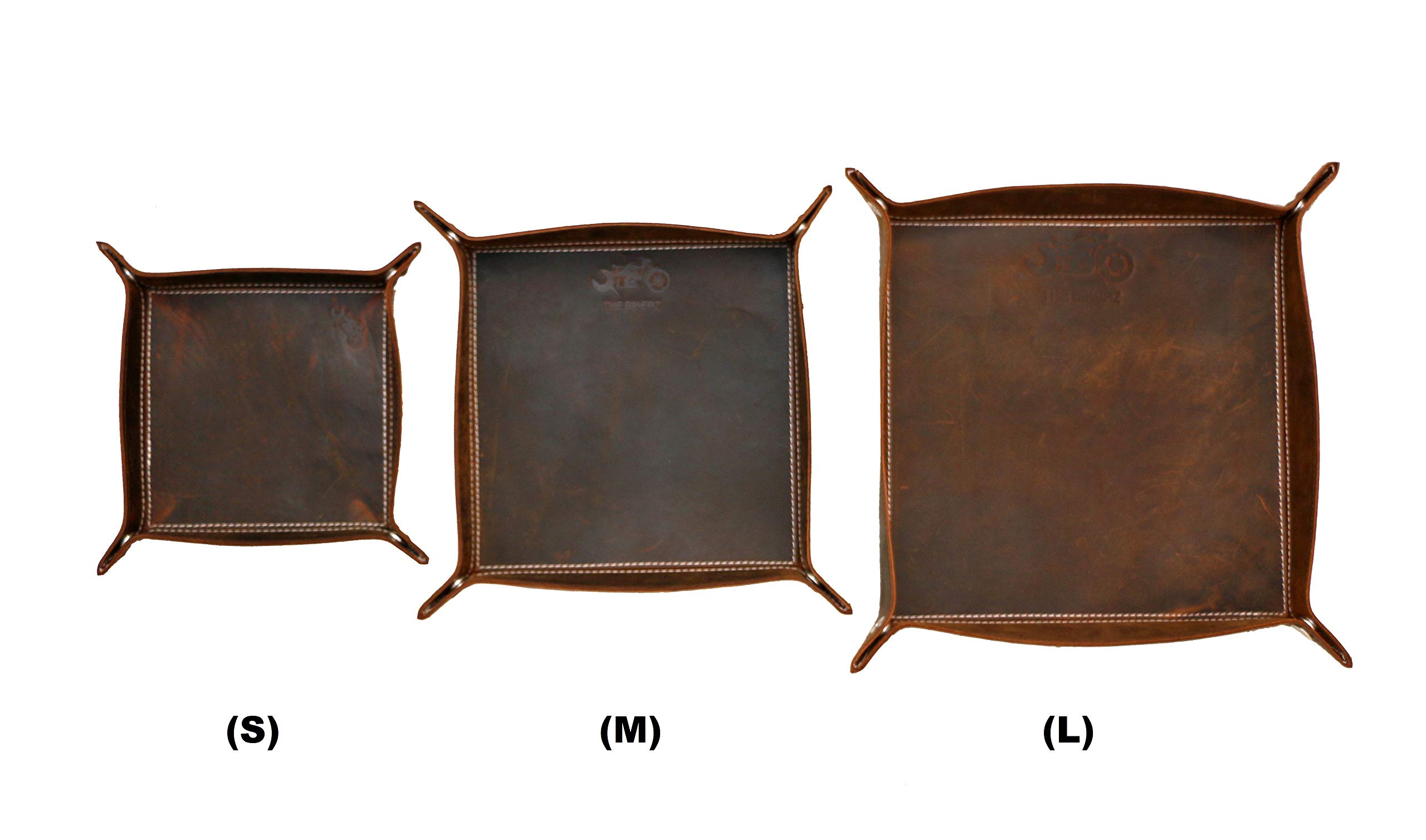 Premium Leather Valet Tray for Men - Handmade Jewelry Organizer, Key & Coin Holder, Phone Catchall - Dark Brown Crazy Horse Leather Bedside Storage Box (Medium) | Perfect for Nightstand, Dresser & Travel Essentials Organization