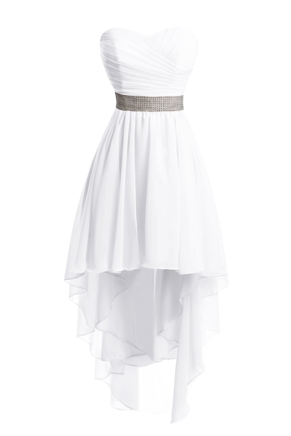 Elegant White High Low Lace Up Prom Dress for Women - Perfect for Homecoming, Party & Special Occasions | Size 6 | Formal Evening Gown for Dances & Celebrations