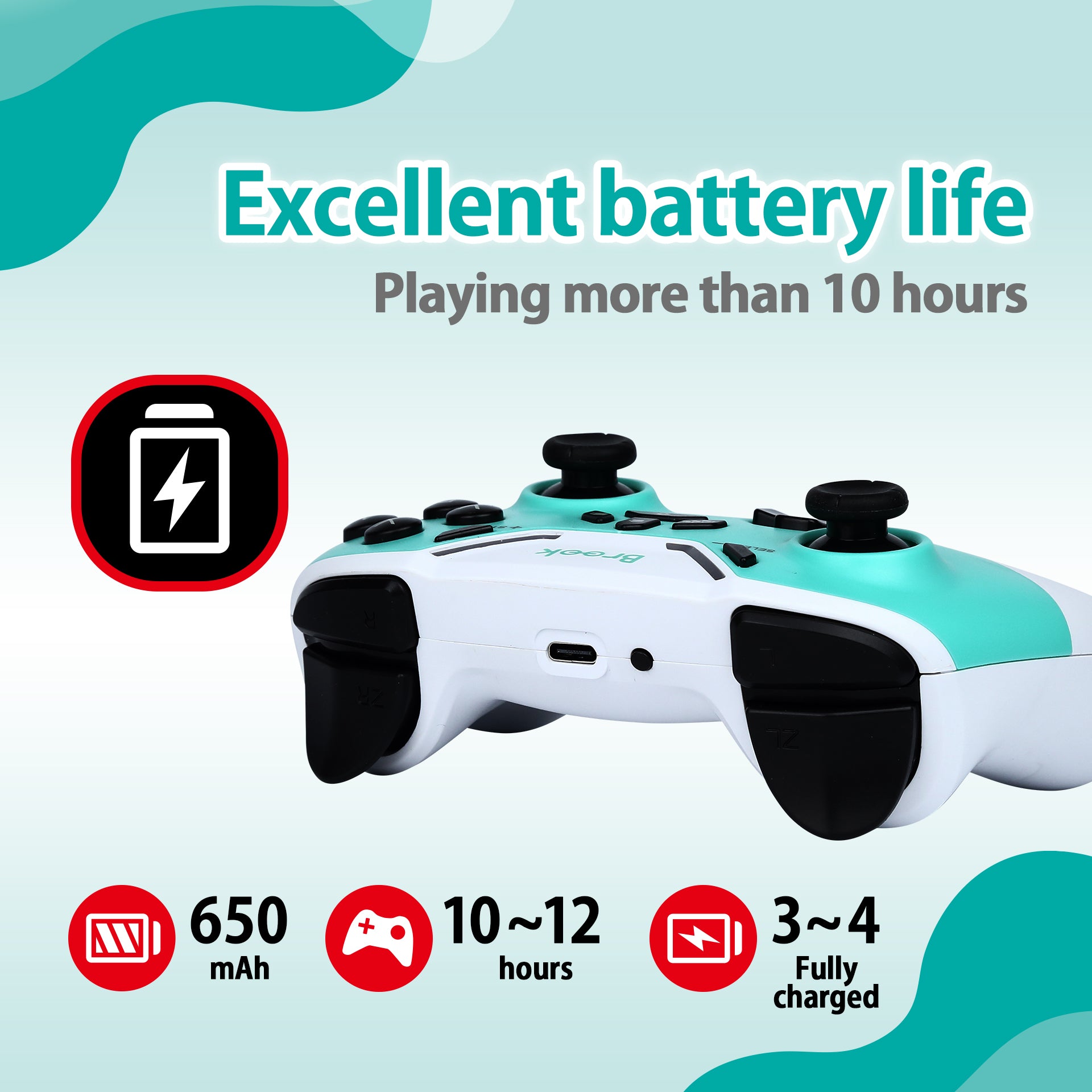 Brook Vivid Wireless Gaming Controller for PS4/PS5/PC - Blue | Ergonomic Design with Dual Vibration | Perfect for FPS, Racing & Sports Games