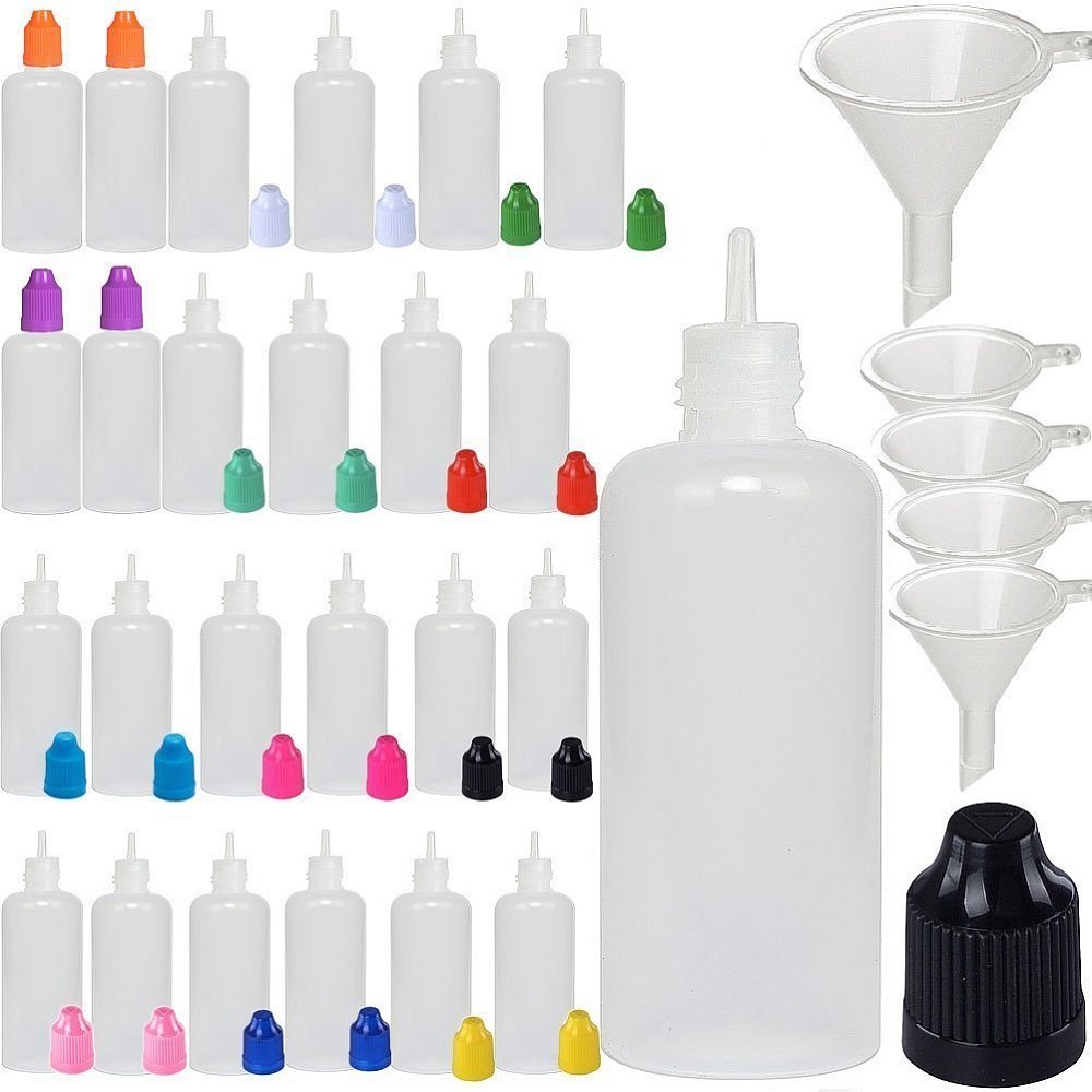 100 Pack 100ml LDPE Empty Plastic Squeezable Bottles with Child Resistant Caps - Leak Proof Dropper Bottles for Essential Oils, Juice, Eyelash Serum & DIY Liquids - Includes Funnels & Long Thin Tips - Perfect for Home, Salon & Travel Use