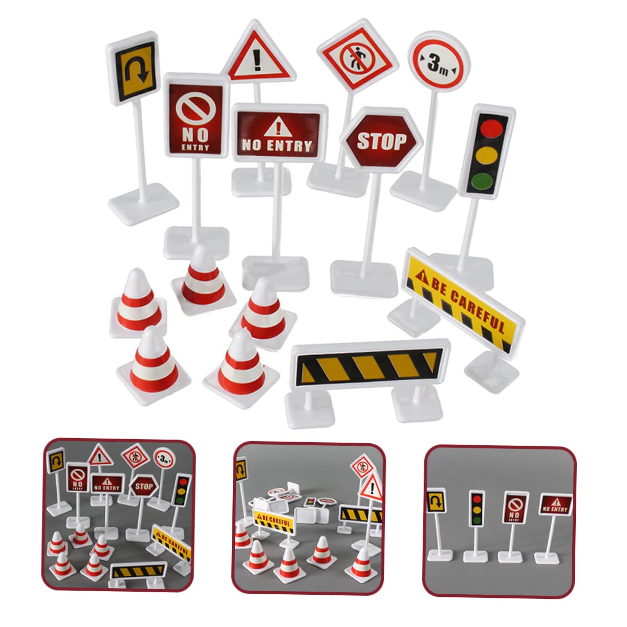 10 Sets Mini Roadblock Sign Toys - Educational Traffic Cones & Road Signs for Kids, Train Sets & Miniature Scenes - Perfect for Bedroom Play, Drawer Storage & DIY Traffic Layouts