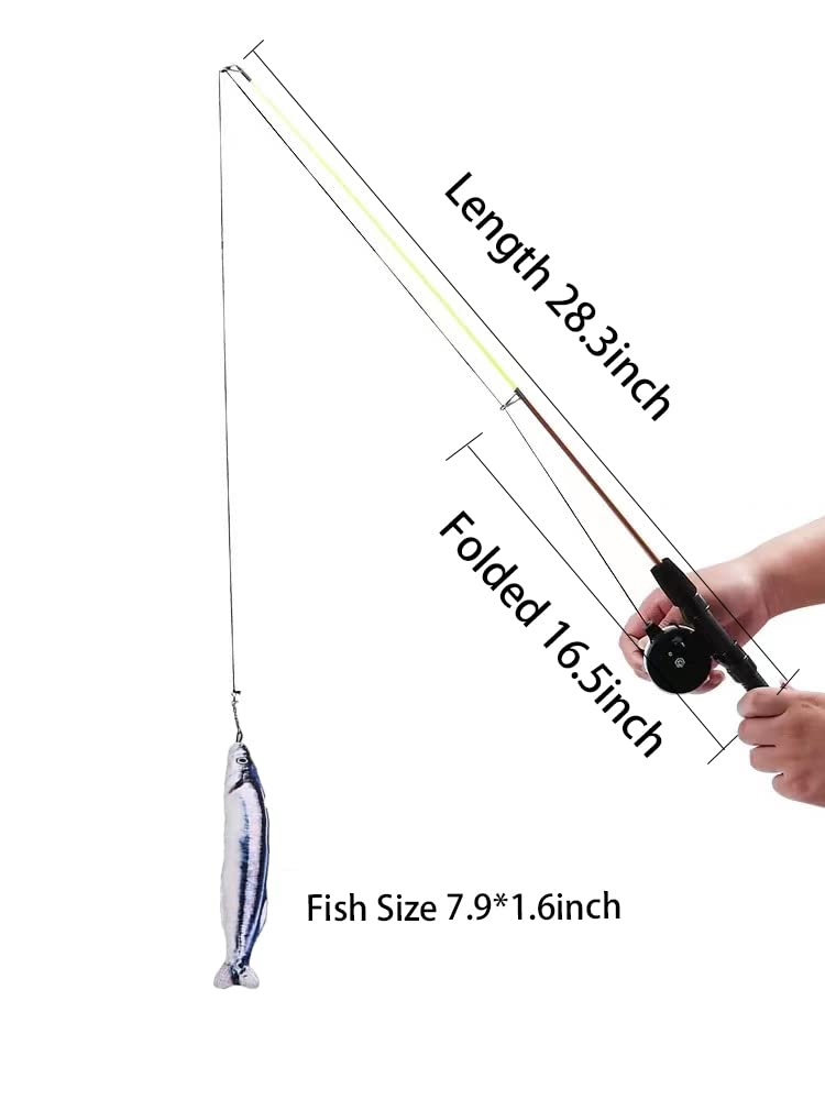 Best Interactive Cat Fishing Pole Toy - Retractable Teaser Wand with Reel & Feather Mouse - Perfect for Indoor Cats & Kittens - Great for Playtime, Exercise and Bonding with Your Feline Friend