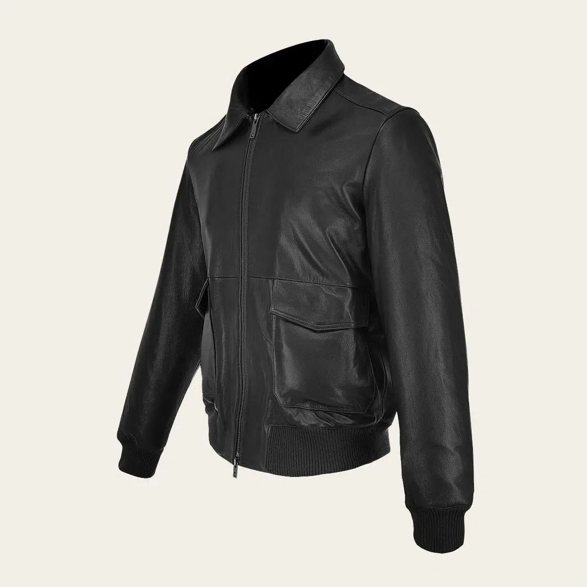 Men's Aviator Leather Jacket - Black Casual Fashion Biker Jacket for Motorcycle Riding, Night Out & Street Style