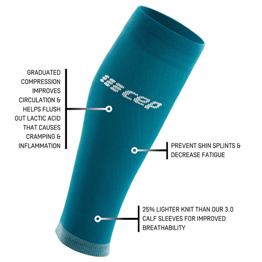 Men's Ultralight Compression Calf Sleeves for Running & Sports - Breathable Support for Shin Splints & Muscle Recovery (Petrol/Light Grey) - Perfect for Marathon, Gym & Outdoor Activities