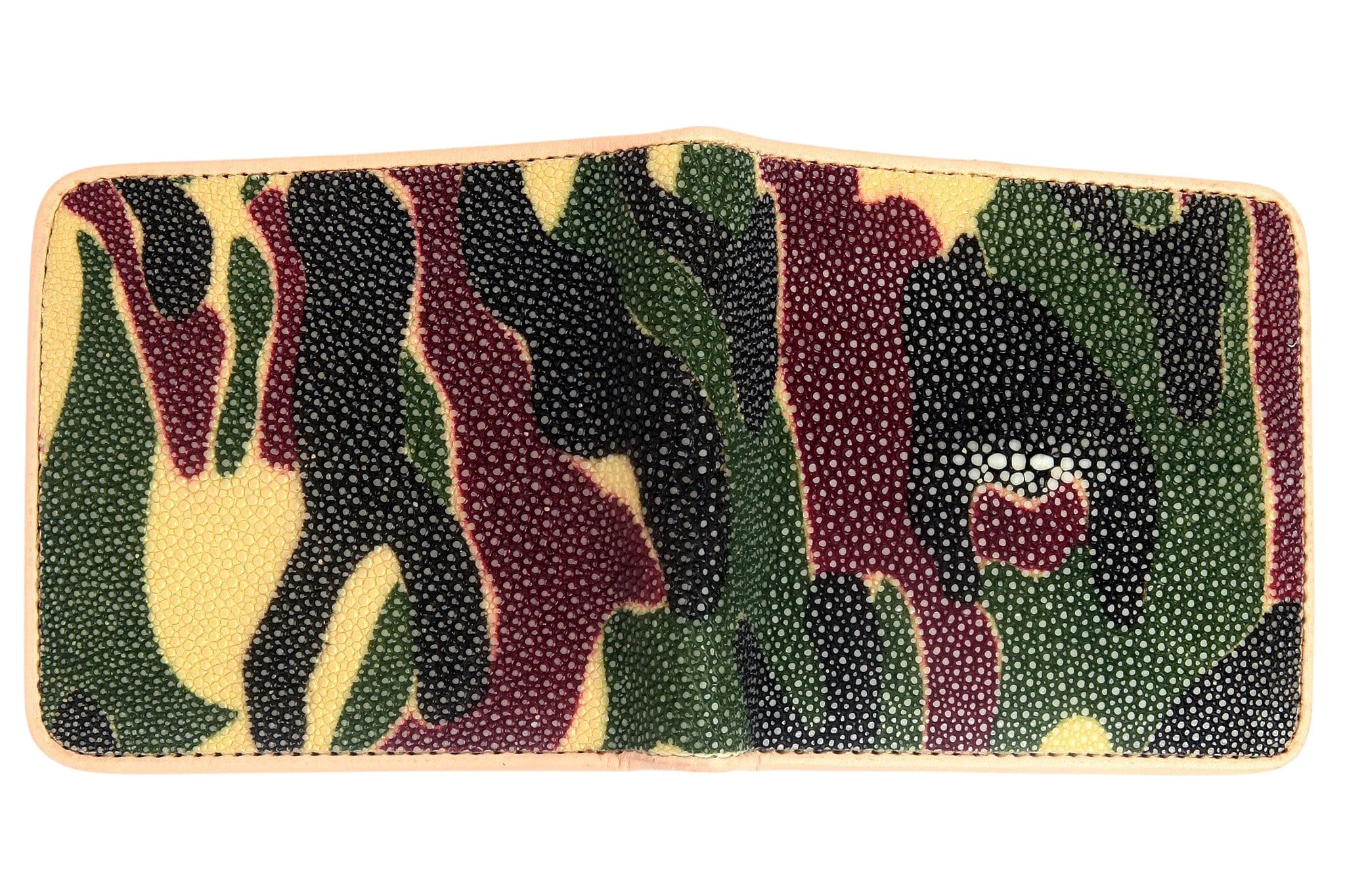 Genuine Stingray Leather Wallet for Men - Premium Camouflage Design - Durable RFID Blocking Bifold Wallet - Perfect for Outdoor, Travel & Everyday Use