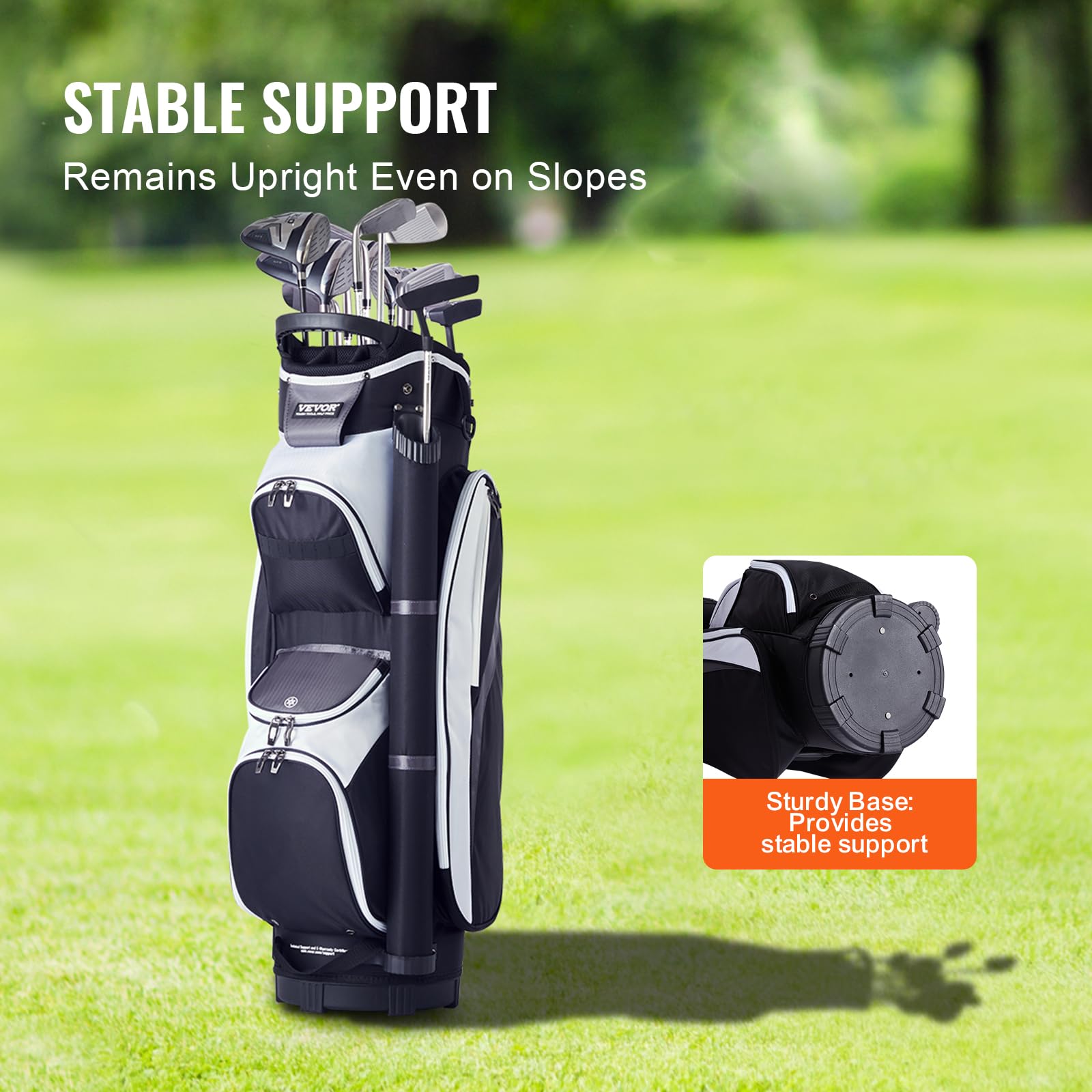 VEVOR Premium 14-Way Golf Cart Bag with Stand - Durable Golf Bag with Handles, Dust Cover & Detachable Dual Strap for Men & Women - Perfect for Golf Courses, Driving Ranges & Tournaments