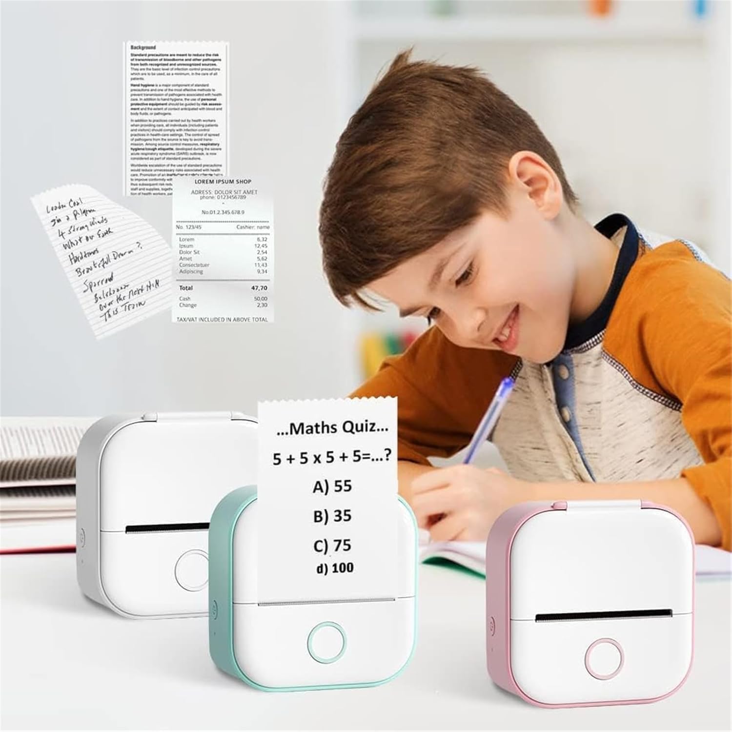 Printpods Mini Sticker Printer - Portable Bluetooth Inkless Photo Printer for iPhone & Android | Wireless Pocket Printer for Study Notes, Scrapbooking, DIY Crafts & Journaling (White)