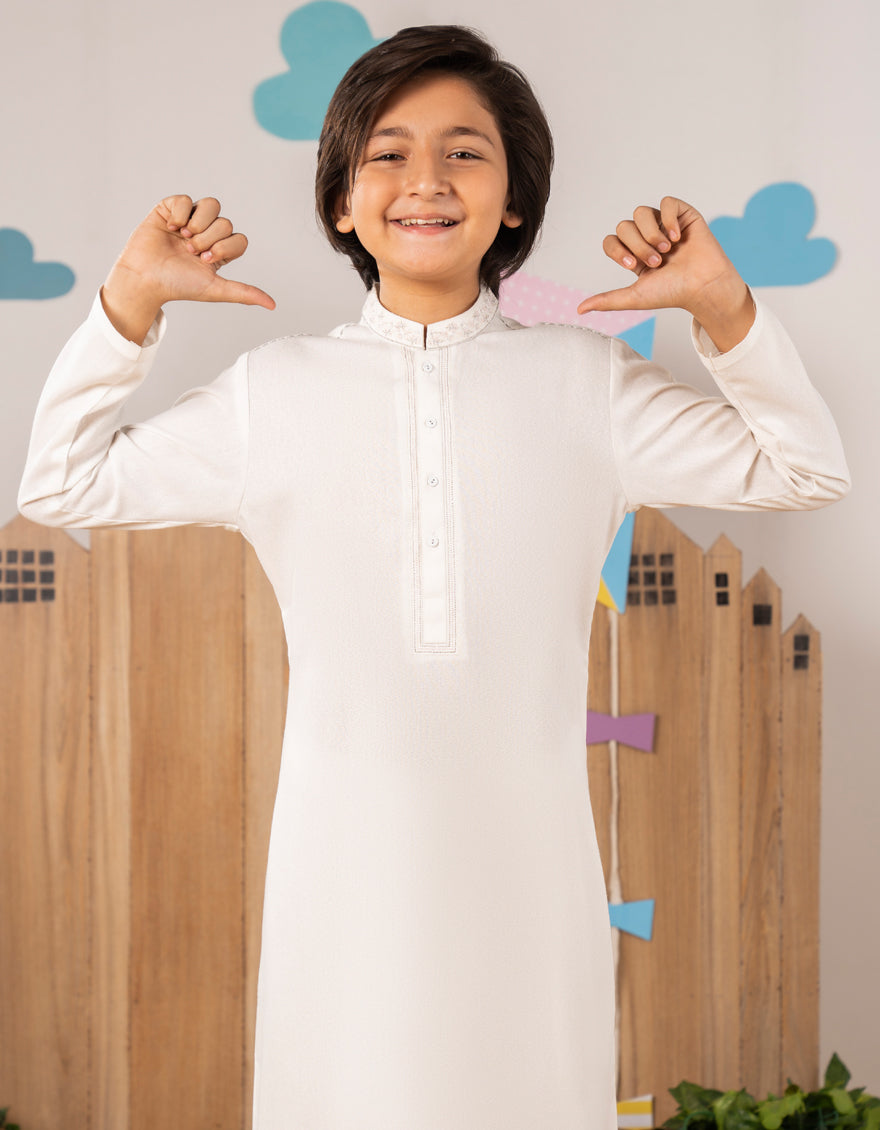 Blended Off White Shalwar Kameez by J. Junaid Jamshed - Premium Pakistani Traditional Outfit for Men - Perfect for Weddings, Eid & Special Occasions