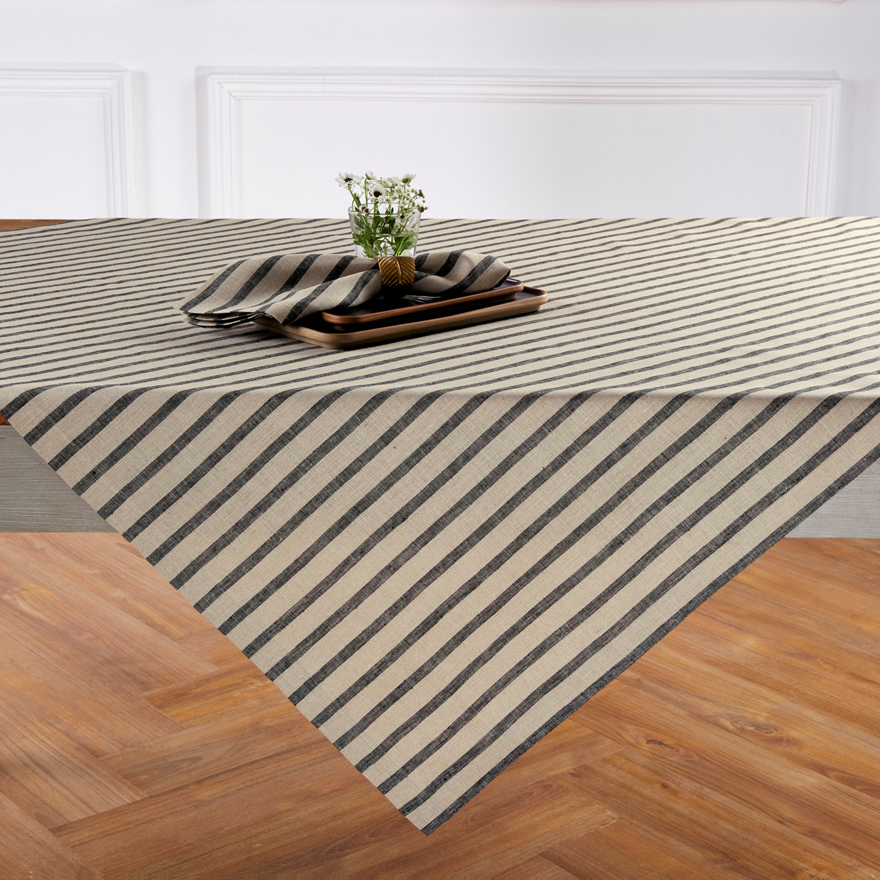 Madison Stripe Table Throw - Stylish Cotton Tablecloth for Dining Room & Kitchen Decor - Perfect for Parties, Holidays & Everyday Use