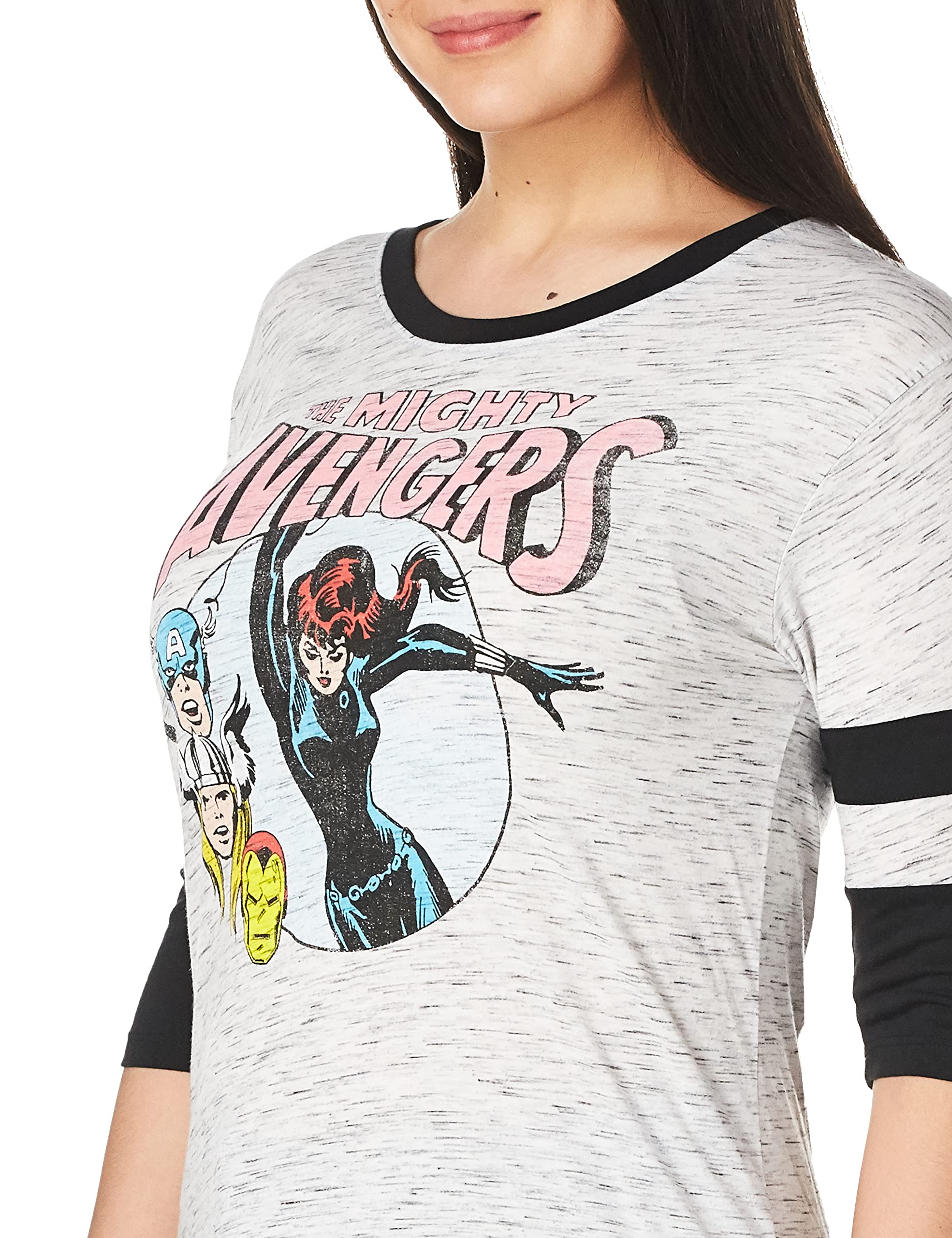 Marvel Avengers Retro Graphic Crop Tee for Women - Vintage Washed Soft Cotton T-Shirt - Casual Wear, Cosplay, Superhero Fan Outfit