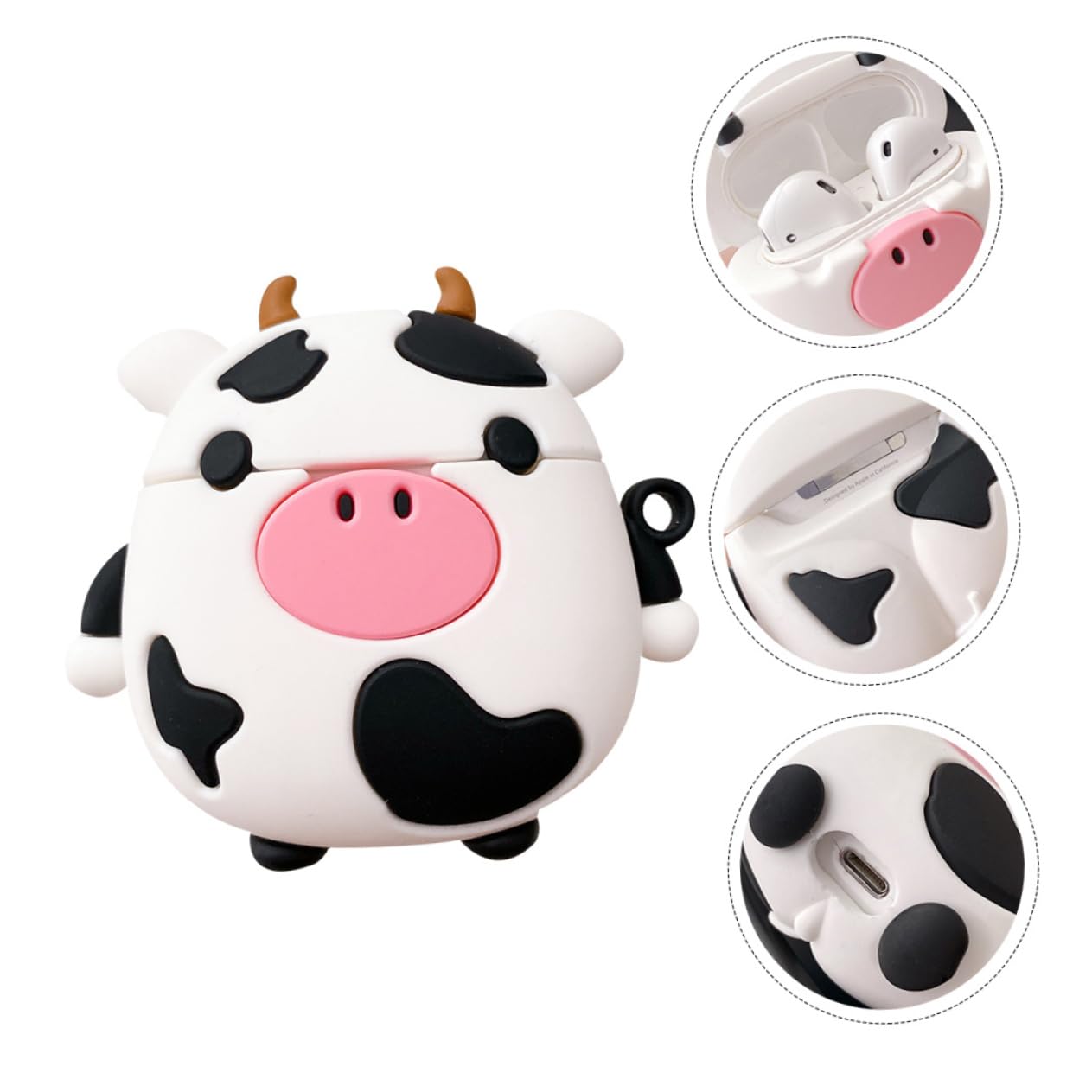 Artibetter 3-Pack Cow Print AirPods Case with Charging Port - Compatible with AirPods 1 & 2, Stylish & Portable Earphone Cover for Women & Men | Perfect for Travel, Gym & Daily Use