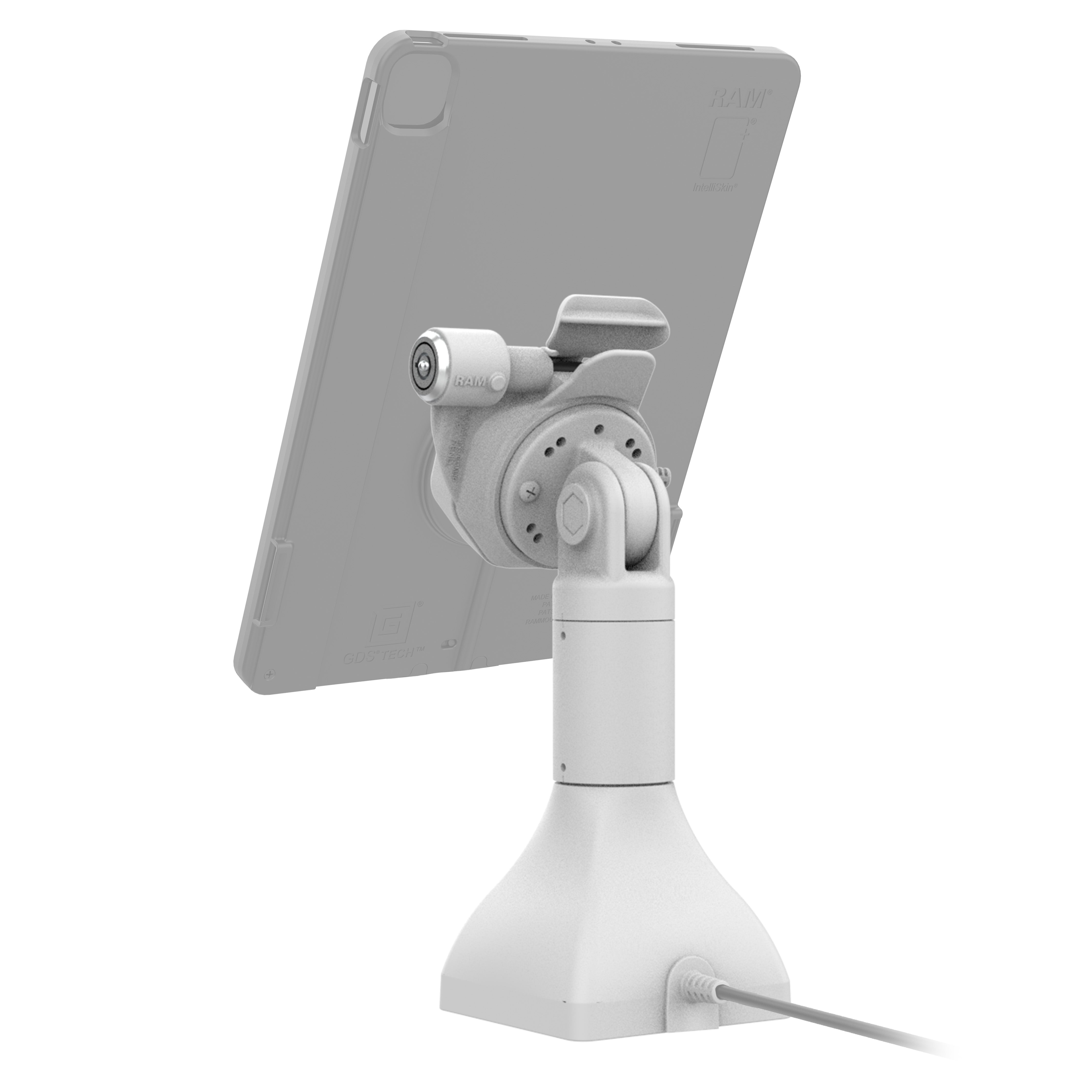 GDS® Uni Conn™ Powered 7 Locking Pedestal Dock with USB-C Port in Gray - Ideal for Office Workstations, Home Desks & Multi-Device Charging Stations (RAM GDS DOCKLR D11 7 U3C GRY)