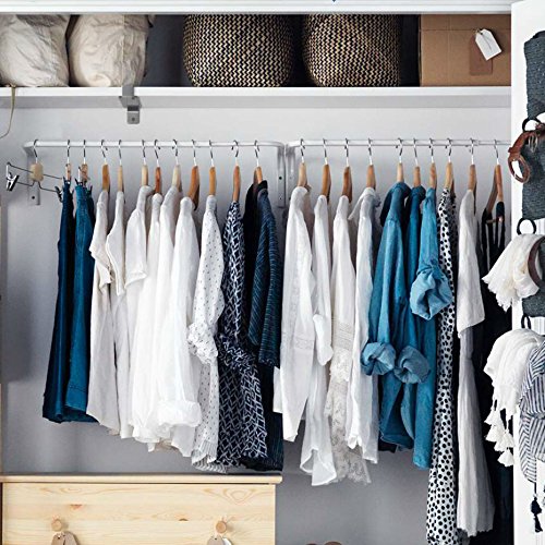 Brightmaison Sofia Adjustable Wall Mount Clothes Rack - Steel Laundry Organizer & Closet Storage Solution for Bedroom, Closet, or Dorm Room Organization