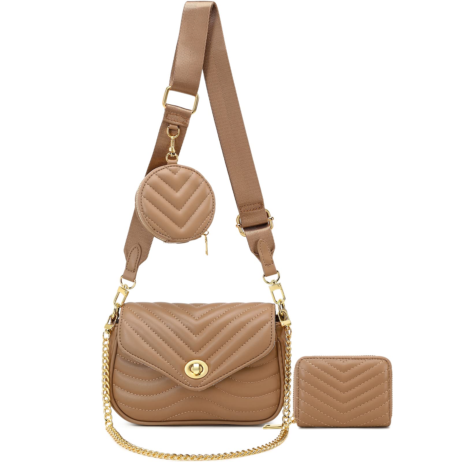 JEEHAN Quilted Crossbody Bags for Women - Stylish Designer Shoulder Handbag Small Purse - Perfect for Everyday Use, Travel & Shopping