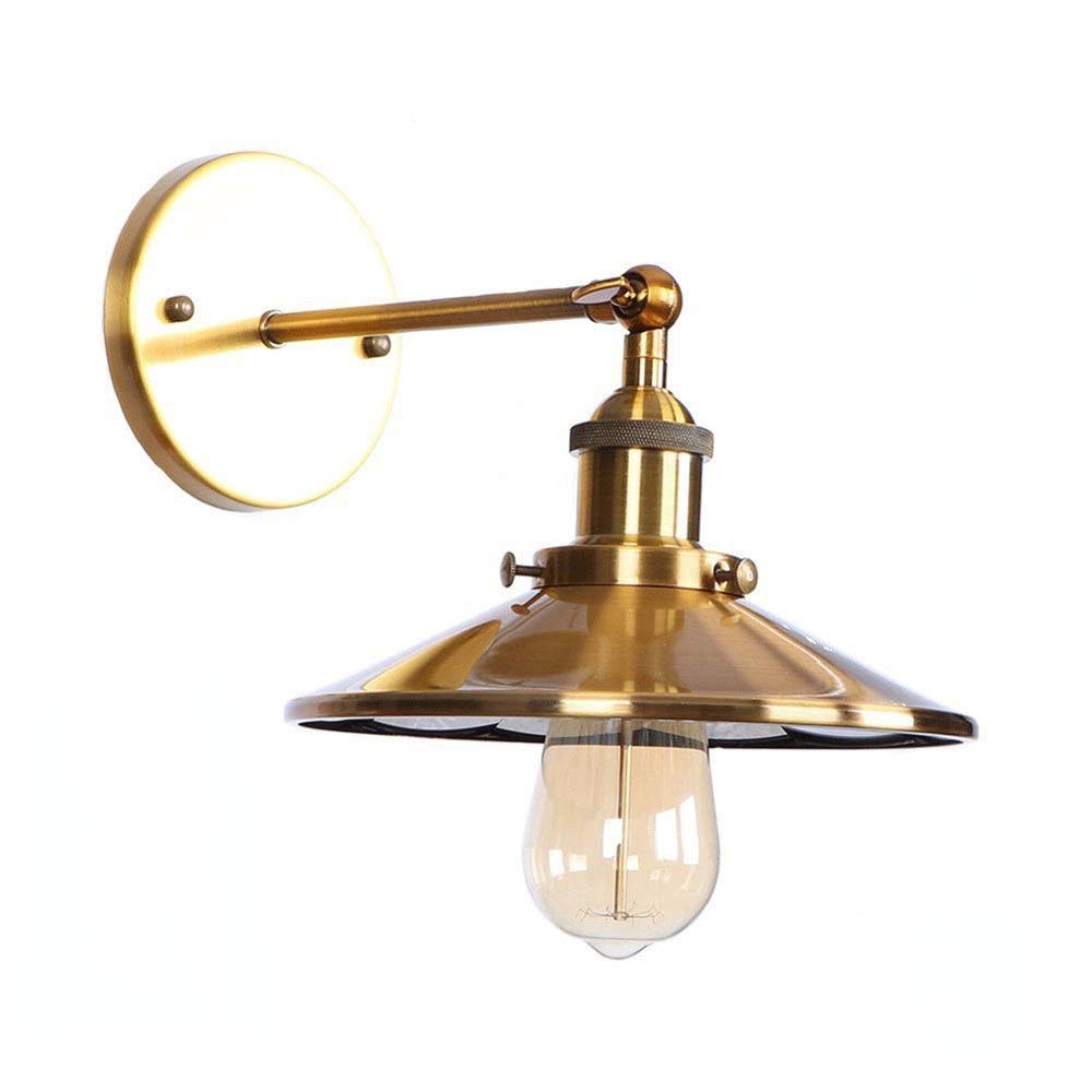 Vintage E27 Wall Mounted Light - Adjustable Iron Gold Wall Lamp Sconce for Warehouse, Barn, Factory, Workshop & Reading | Minimalist Industrial Lighting Fixture