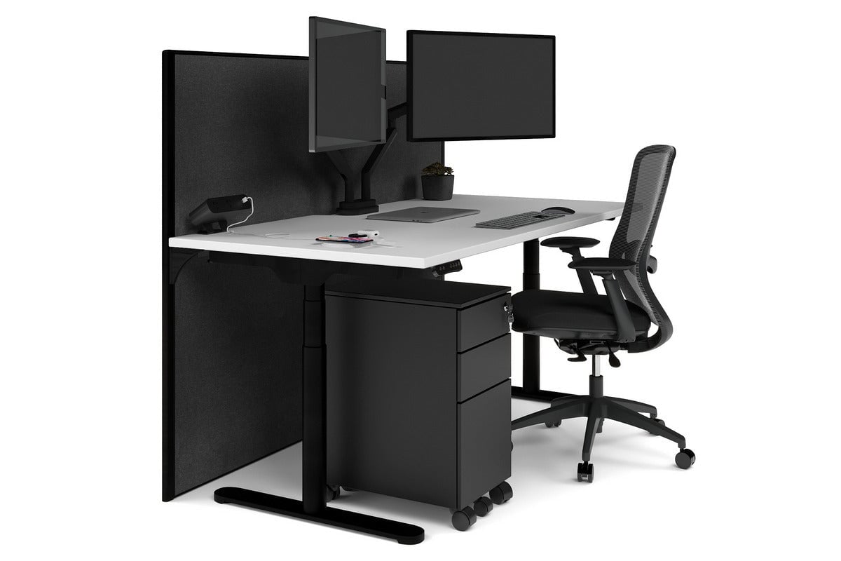 Flexi Premium Height Adjustable Single Workstation Desk - 1600L x 800W with Cable Management Scallop | Ergonomic Standing Desk for Home Office & Workspace