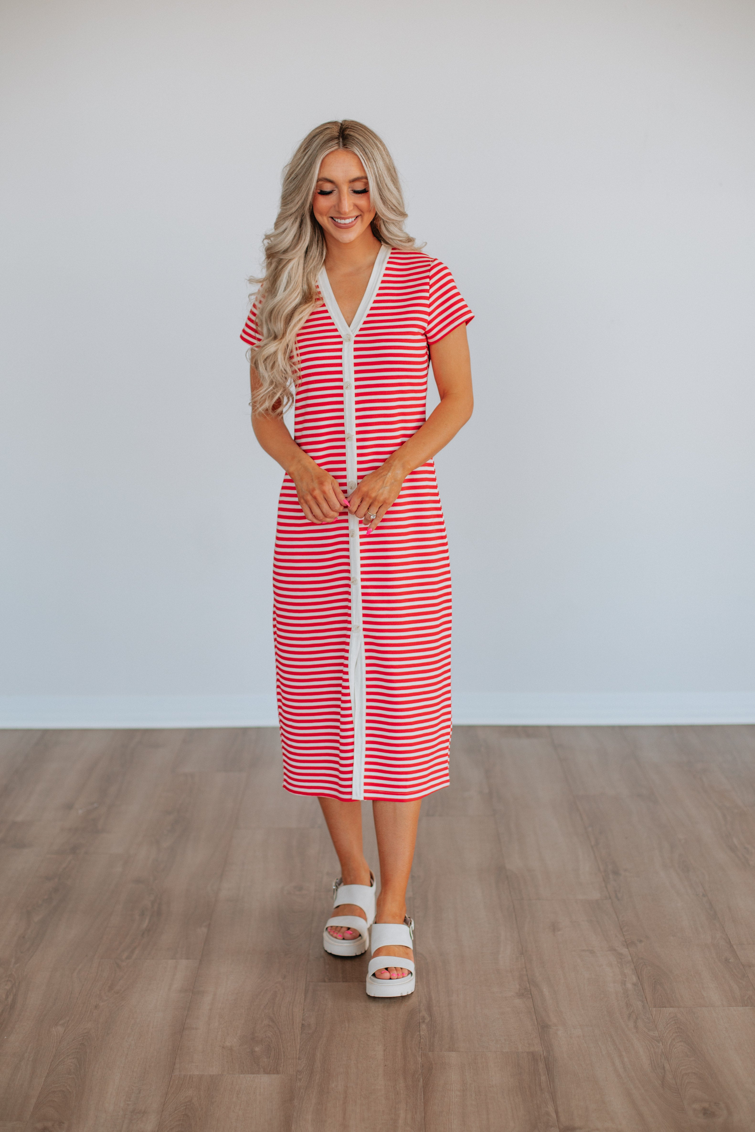 Paylor Women's Striped Dress - Floral Cherry Print Summer Casual Dress for Beach, Party & Vacation