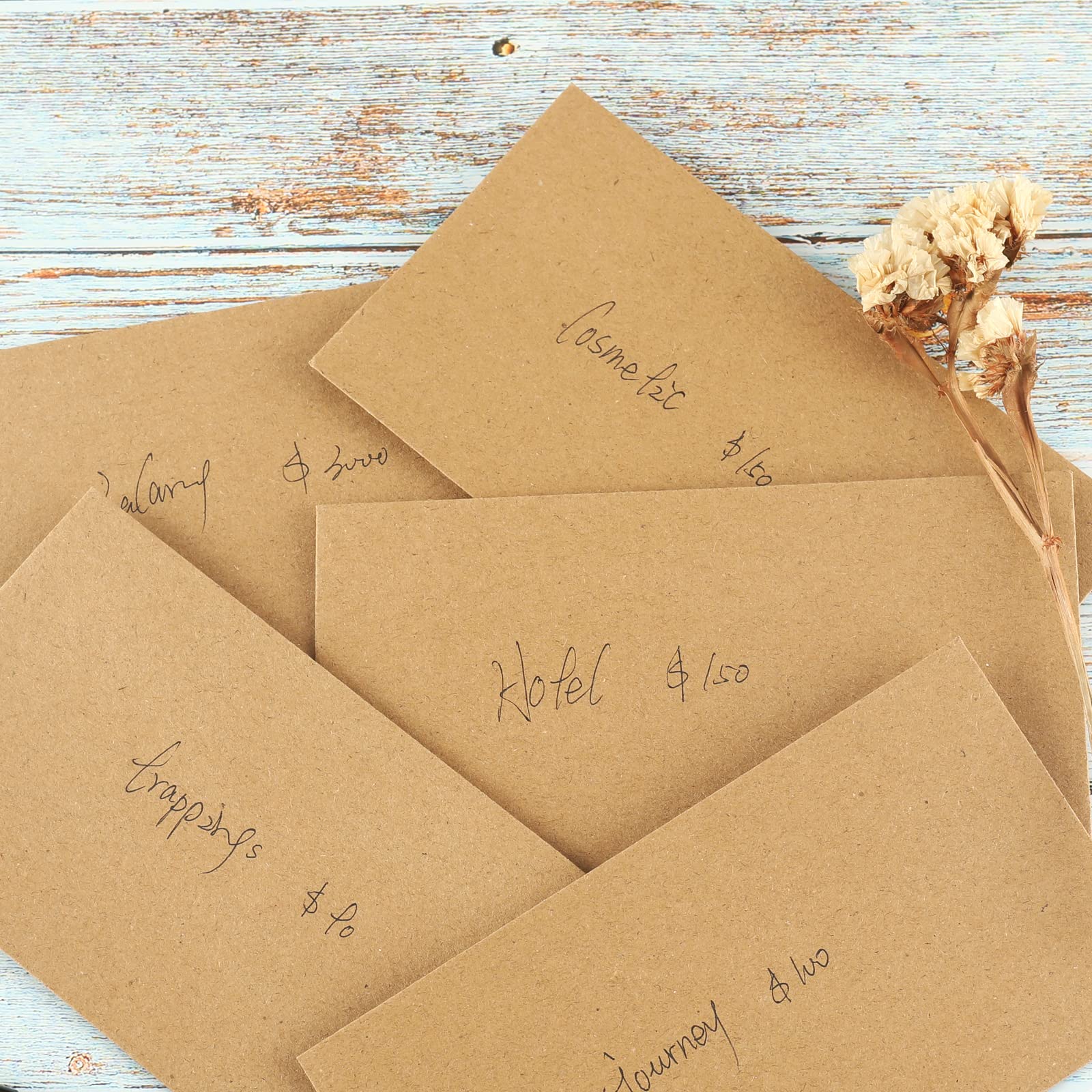 Granhoolm 50 Pack Large Cash Envelopes 3.5 x 6.5 inch - Budgeting Envelopes for Money Savings, Cash Organizer for Envelope System, Brown - Perfect for Dave Ramsey Budgeting, Cash Stuffing & 100 Envelope Challenge