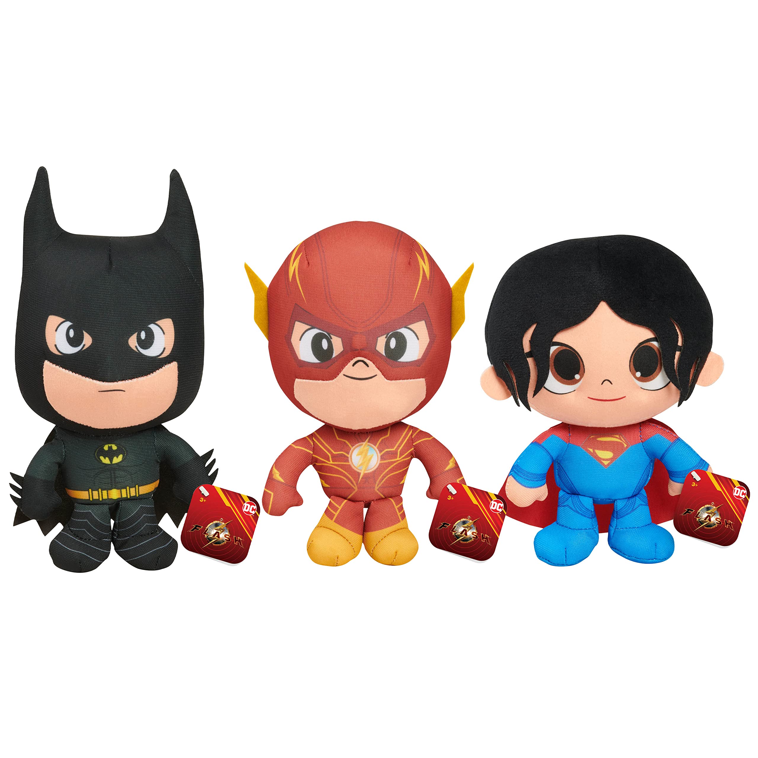 The Flash Movie 7-Inch Plush Toys 3-Pack - Includes The Flash, Batman & Supergirl - Soft Stuffed Animals for Kids Ages 3+ by Just Play - Perfect for Playtime, Collecting & Superhero-Themed Gifts