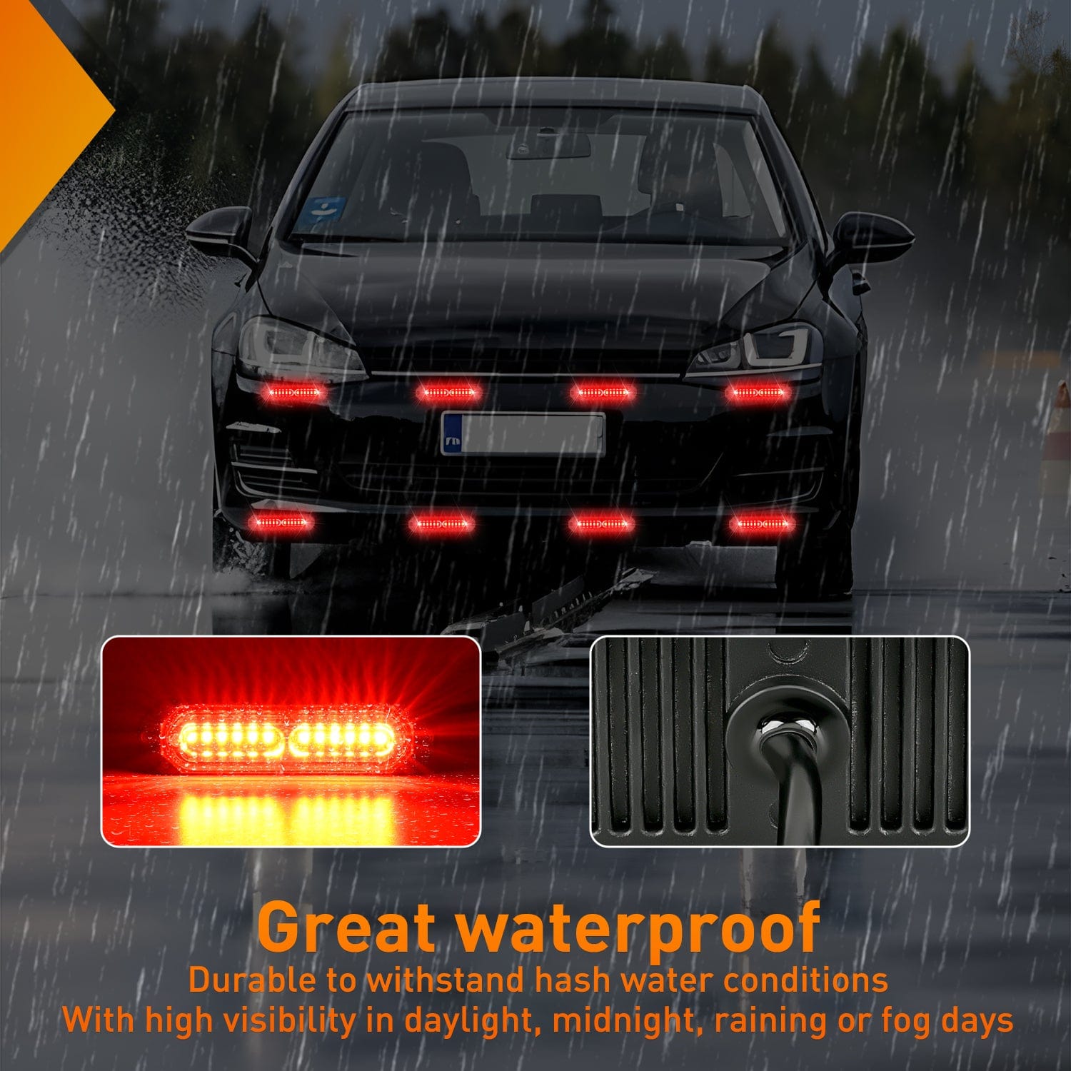 8PCS 12LED Red Emergency Strobe Lights - High Visibility Warning Lights for Trucks, Cars, Emergency Vehicles - Perfect for Roadside Safety & Hazard Alert