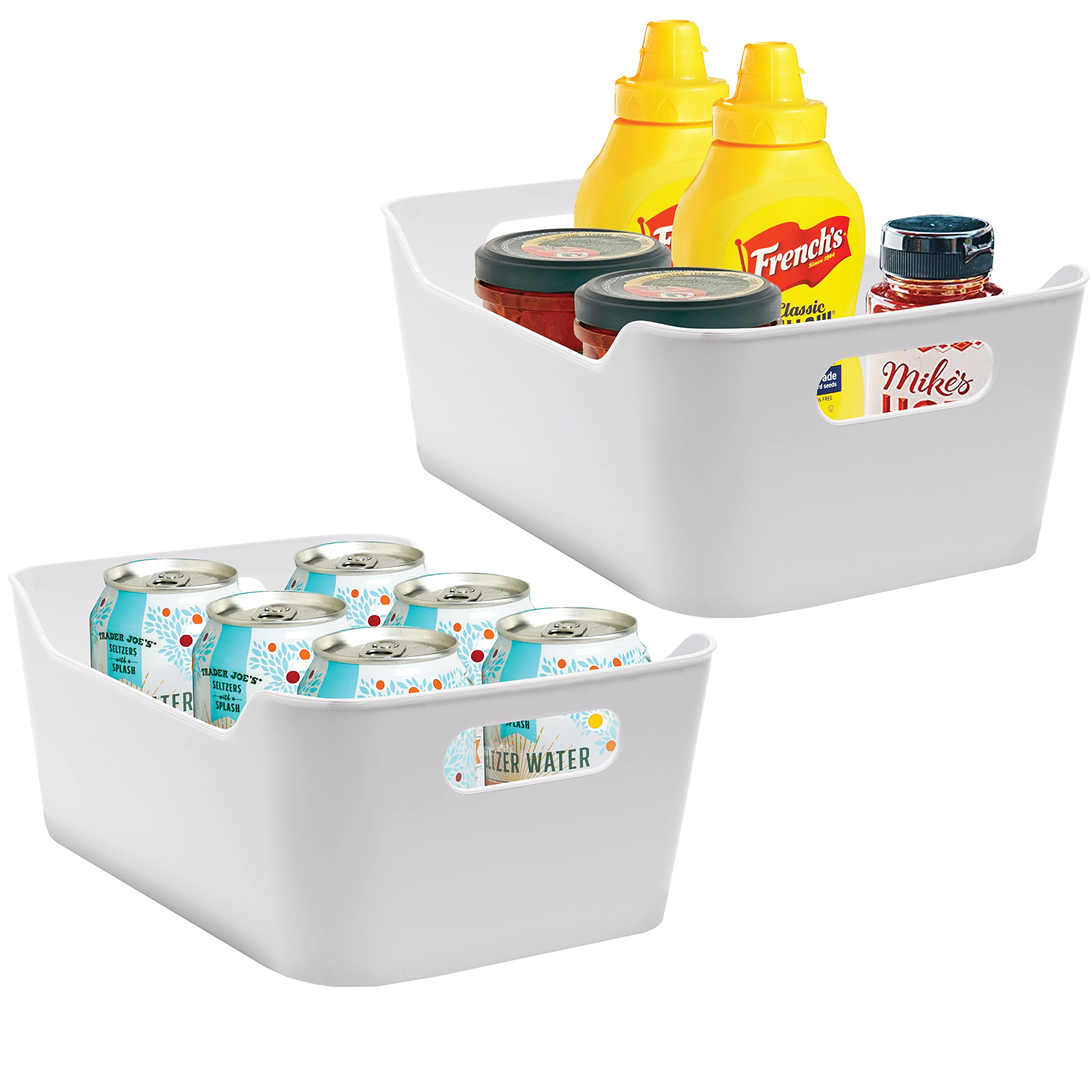 Plastic Storage Bins Set of 2 - Kitchen, Pantry & Closet Organizers for Cabinets, Freezer & Fridge | Durable Home Storage Containers & Baskets for Organization