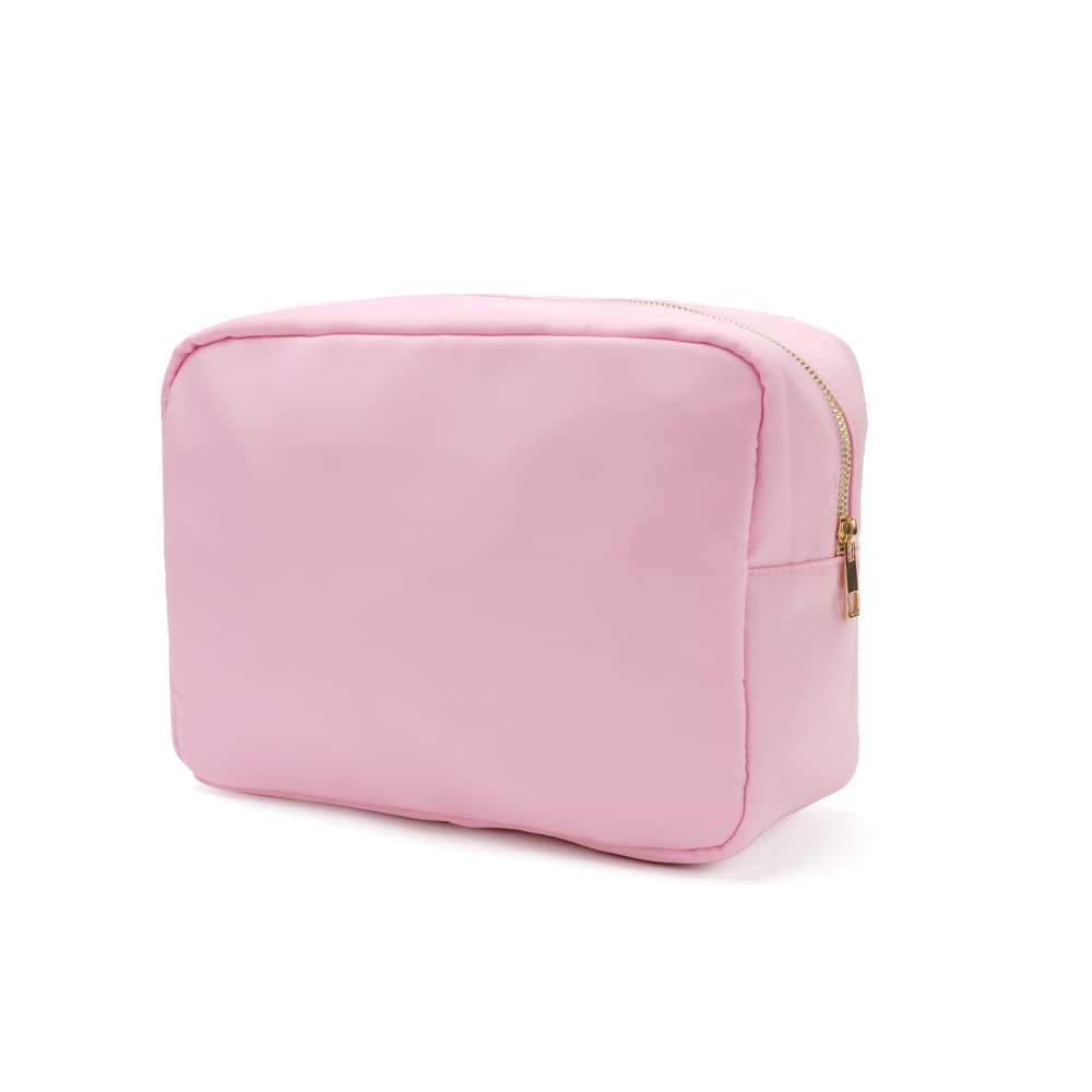 Kaymey Large Nylon Cosmetic Bag - XL Pink Travel Makeup Pouch for Women | Waterproof Toiletry Organizer | Perfect for Vacation, Gym & Daily Essentials Storage