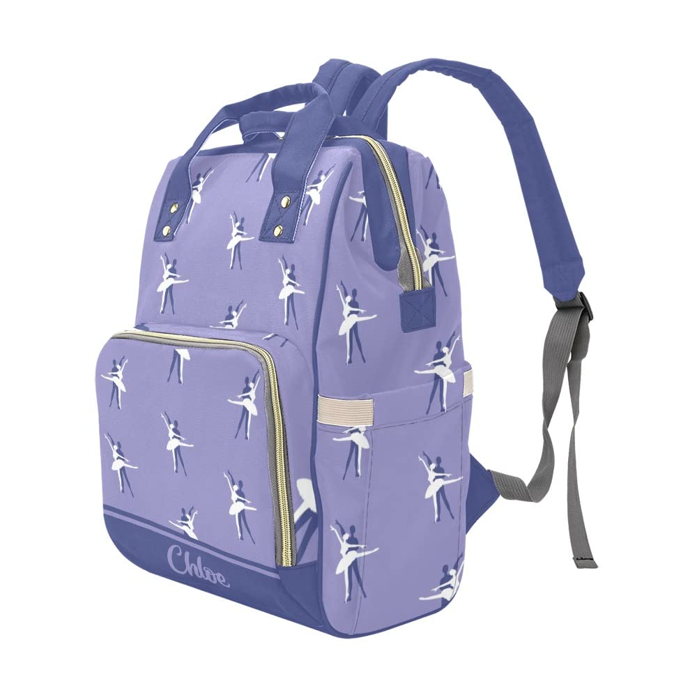 Custom Ballet Purple Personalized Diaper Backpack with Name - Large Travel Baby Bag for Moms, Nursing & Daycare Essentials - Perfect for Outings, Hospital Visits & Baby Showers