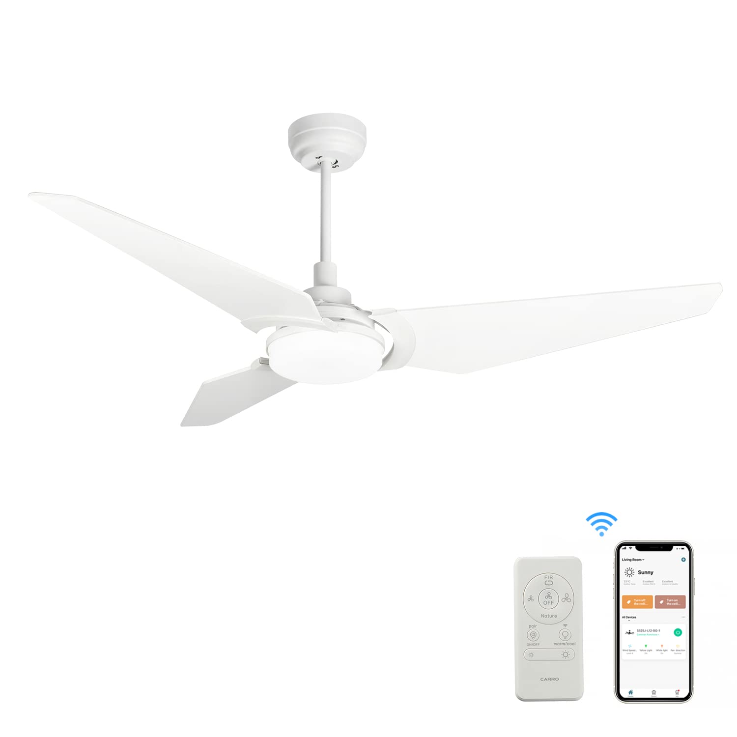 SMAAIR 56 Inch Smart WiFi Ceiling Fan with Light - 3 Blade, Remote Control, Reversible 10-Speed DC Motor, Timer, Schedule, APP & Voice Control - Perfect for Bedroom, Living Room, and Home Office