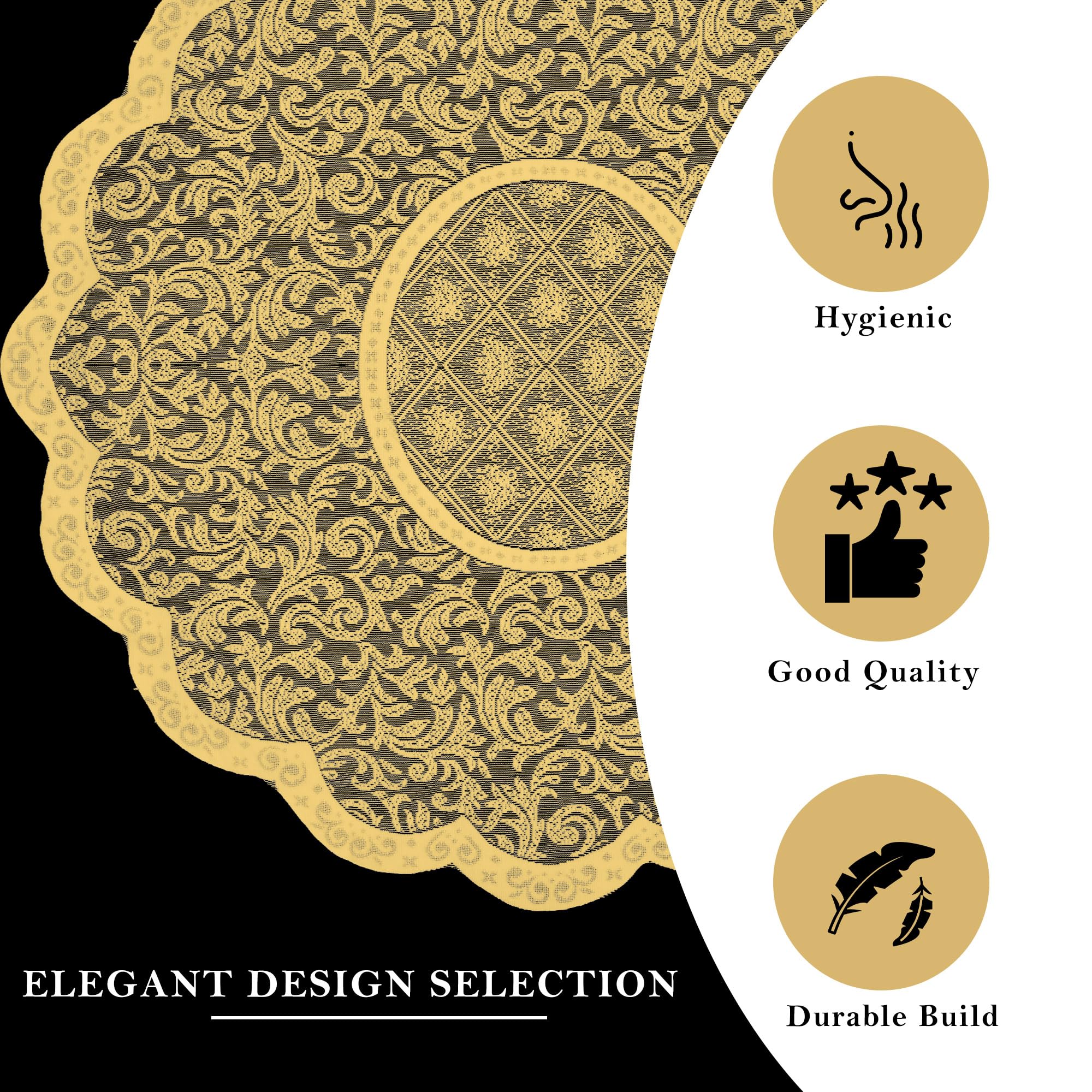 Kuber Industries 40x40 Inch Round Table Cover - Golden Leaf Design Tablecloth for Coffee, Kitchen, Dining & Hall Décor | Waterproof & Washable Tabletop Cover for Indoor & Outdoor Use