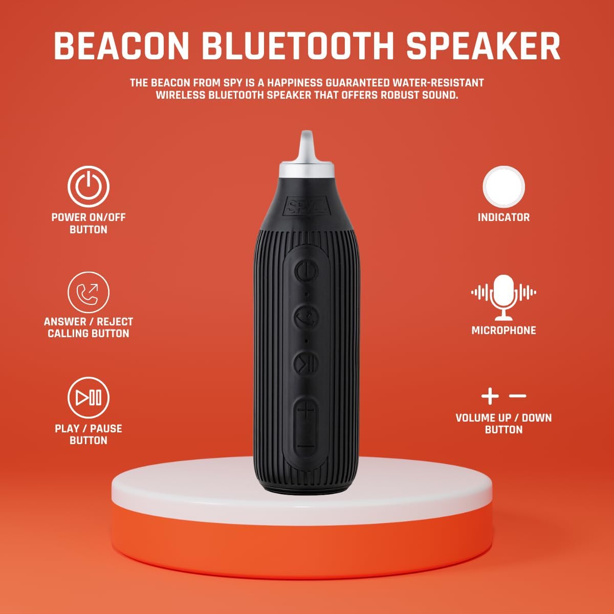 Sweda SP5405 Portable Wireless Bluetooth Speaker - IPX6 Waterproof, 360° Surround Sound, 15H Playtime with Carabiner Clip | Perfect for Outdoor Adventures, Beach, Pool, Hiking & Travel