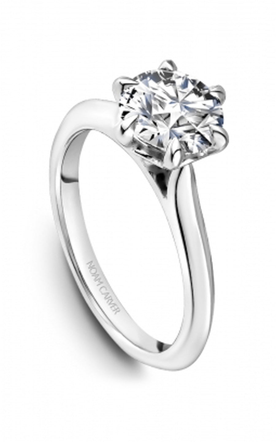 Noam Carver Bridal Engagement Ring R065 01A - Elegant Solitaire Diamond Ring for Women, 14K White Gold Wedding Band, Perfect for Proposals & Anniversaries