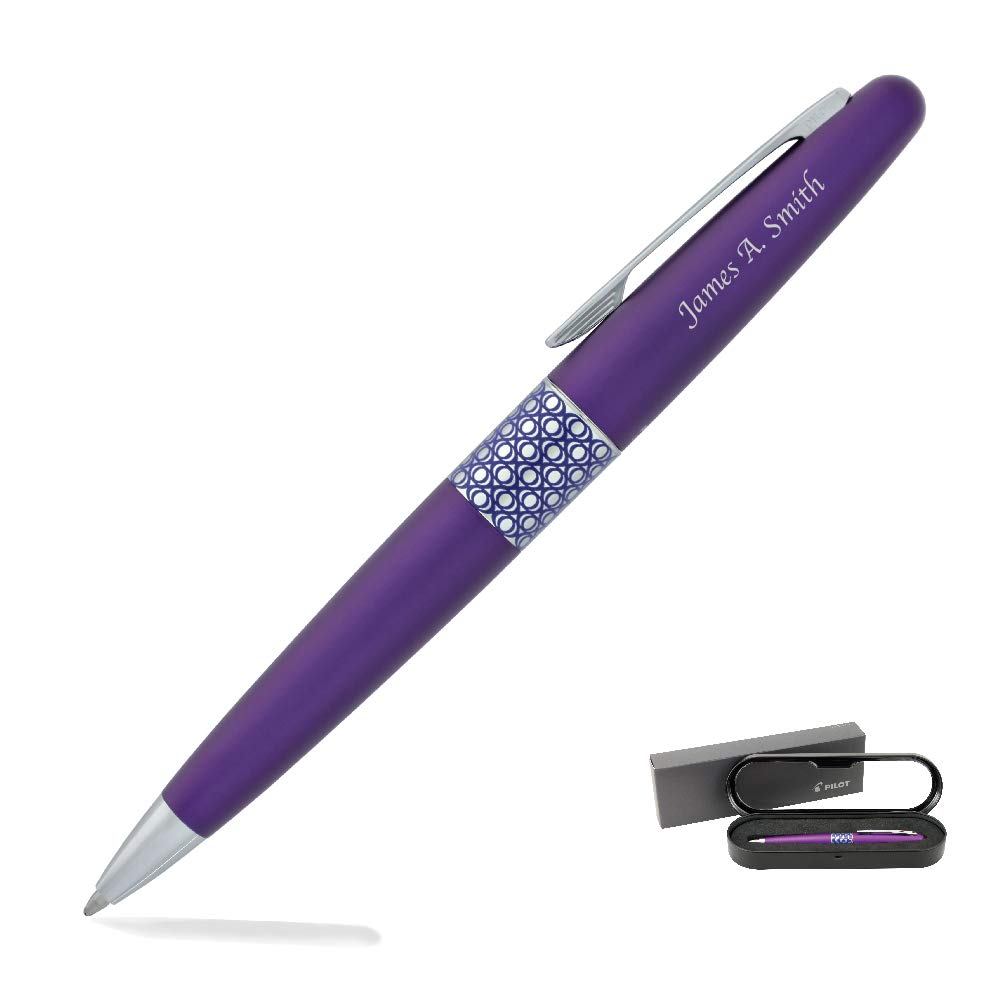 PILOT Engraved Metropolitan Retro Pop Ballpoint Pen - Custom Name Engraved Purple Pen for Office, School & Gift Giving