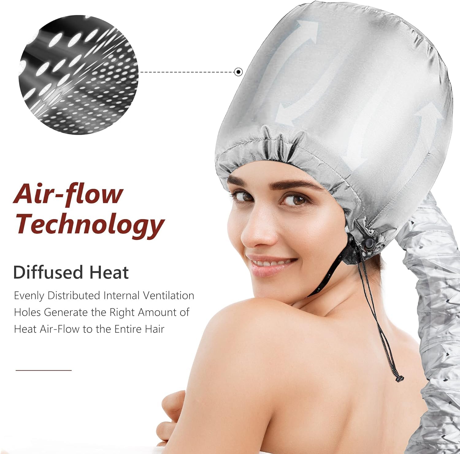 Openja Portable Soft Bonnet Hair Dryer Attachment - Adjustable Large Drying Bonnet for Handheld Dryers | Fast Drying for Natural Curly & Textured Hair | Perfect for Home Salon & Travel Hair Care