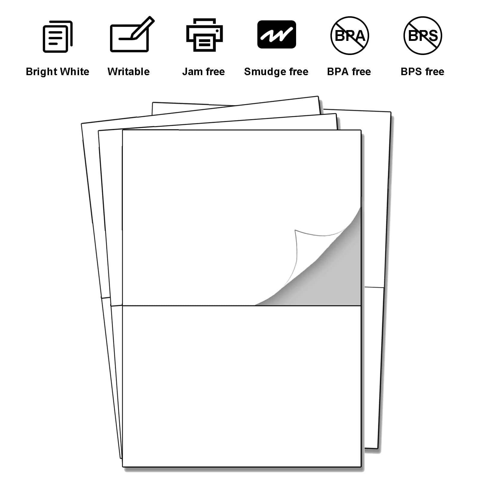 LabelMore Half Sheet Self-Adhesive Shipping Labels for Laser & Inkjet Printers - White (10000 Labels) - Perfect for E-commerce, Business Shipping & Package Labeling
