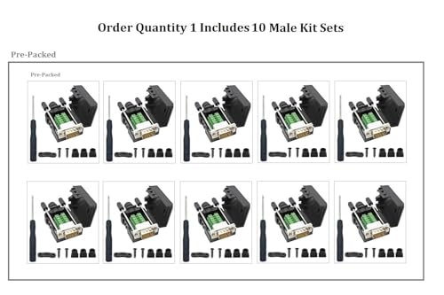 10PCS DB9 Male Breakout Connector - Solderless RS232 D-SUB 9-Pin Serial Port Terminal Adapter for Industrial Automation, CCTV, POS Systems & DIY Electronics Projects