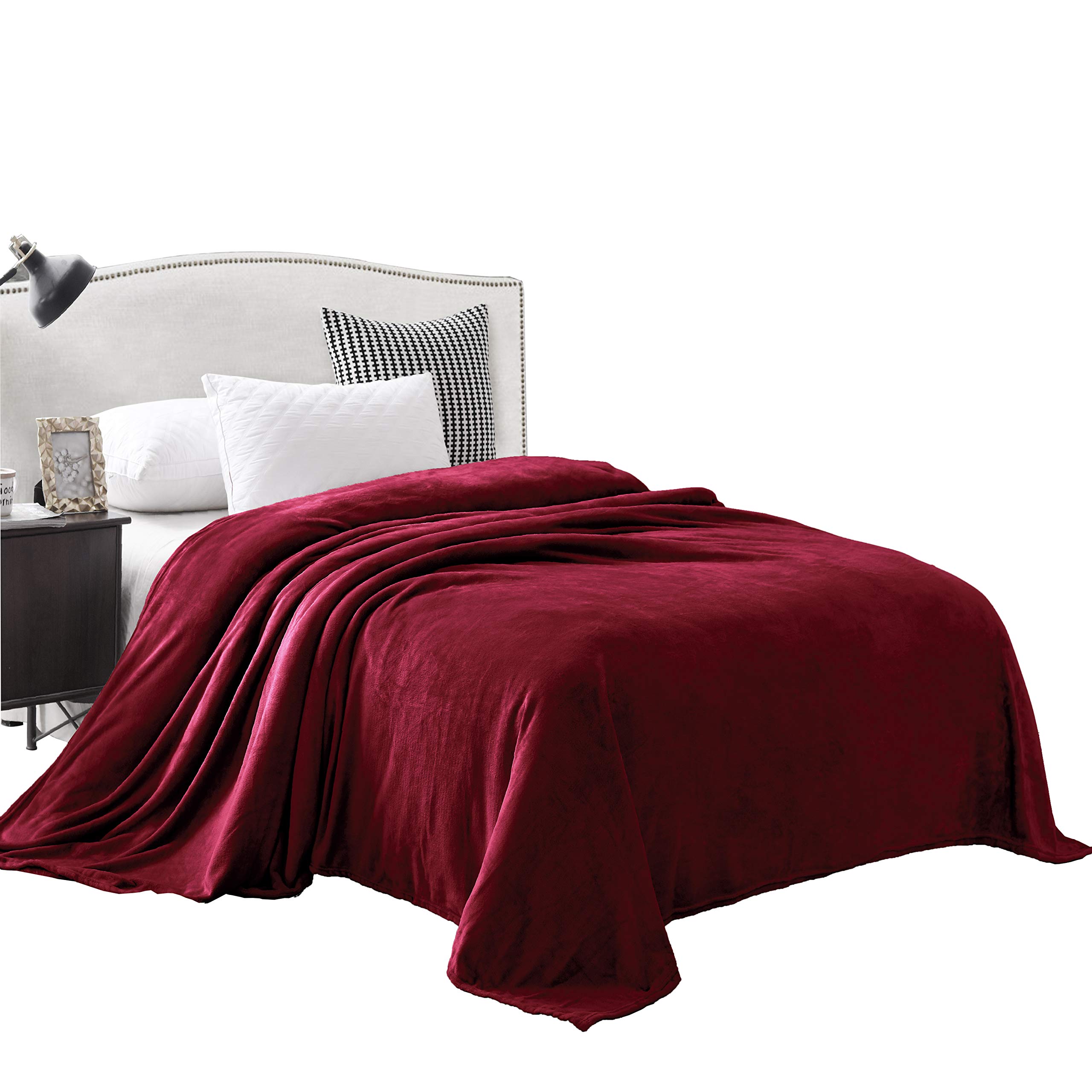 Premium RU Bedding Velvet Plush Full Sheet Set - 4 Piece 190 GSM Burgundy Fleece Sheets (Flat + Fitted + 2 Pillowcases) - Ultra Soft & Warm Winter Bedding for Full Size Bed - Perfect for Cold Weather, Cozy Nights & Guest Room Comfort