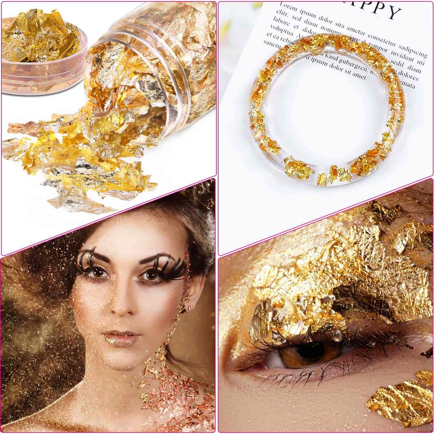 Paxcoo 15 Grams Gold Foil Flakes for Resin Art, Nail Art, Jewelry Making - Imitation Gold Leaf for DIY Crafts, Epoxy Resin Projects, and Decorative Designs