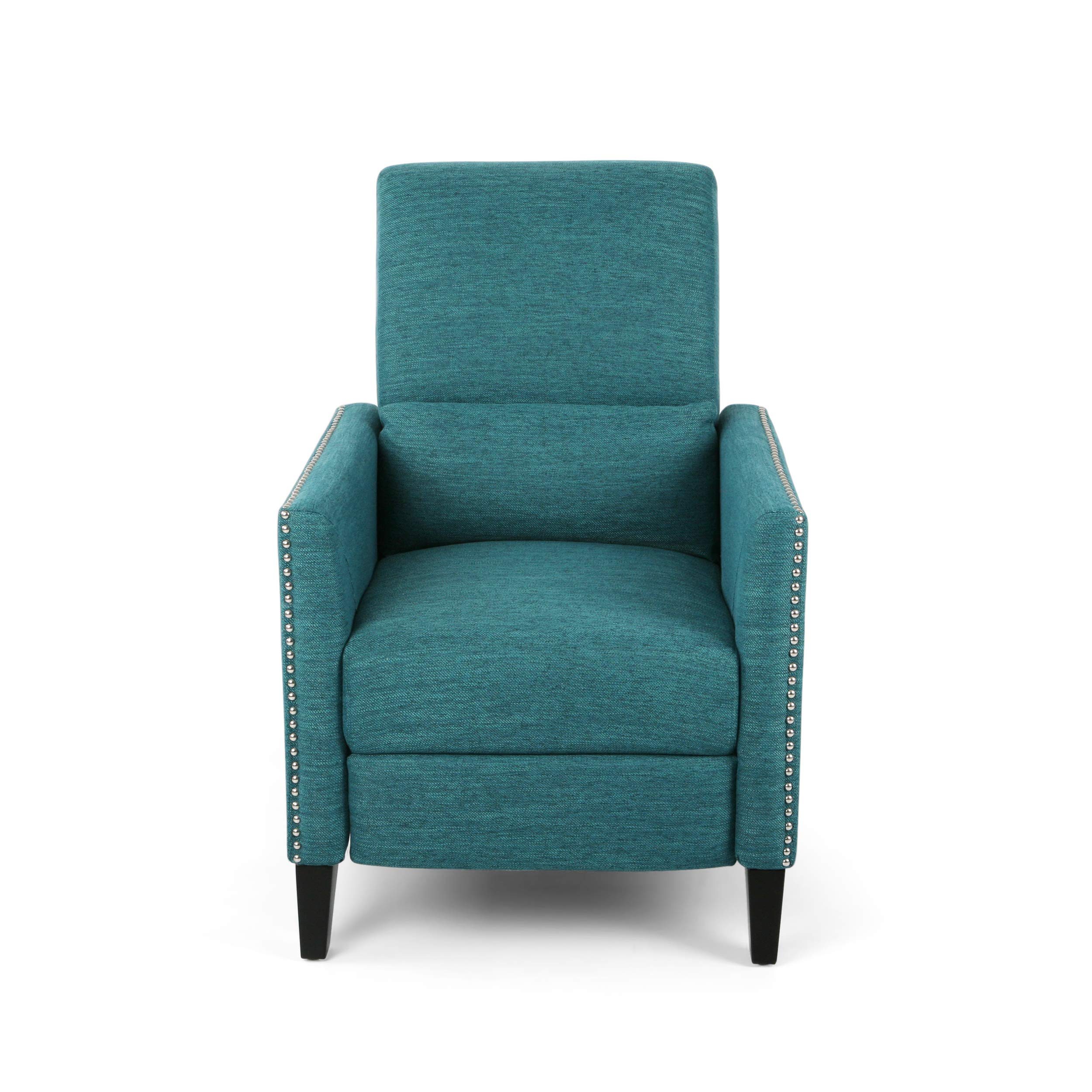 GDFStudio Contemporary Fabric Push Back Recliner Chair - Teal Blue Modern Reclining Sofa for Living Room, Home Theater & Relaxation