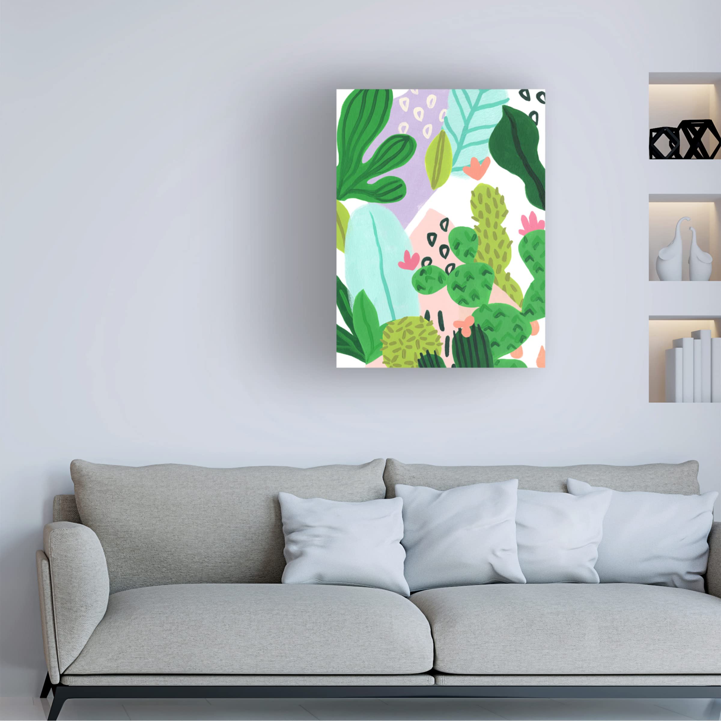 Trademark Fine Art 'Party Plants IV' Canvas Wall Art by June Erica Vess - Vibrant Botanical Painting for Living Room, Bedroom & Office Decor