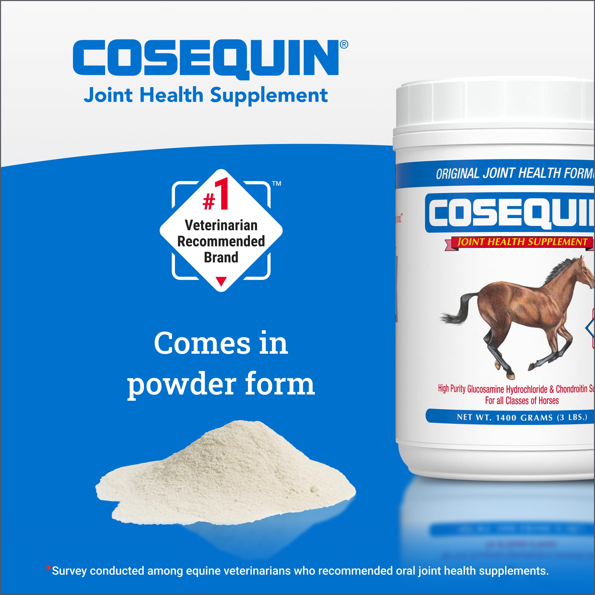 Nutramax Cosequin Original Joint Health Supplement Powder for Horses - Glucosamine & Chondroitin Formula (1400g) | Supports Mobility & Comfort for Active & Senior Horses