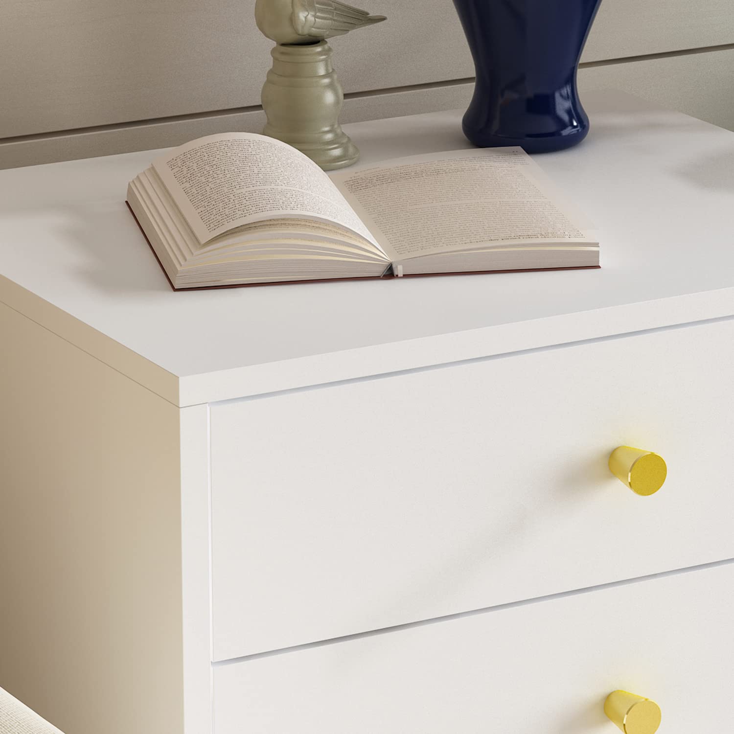 Homsee Set of 2 Modern Nightstands with 3 Drawers, Metal Legs & Storage - White Bedside Table for Bedroom, Living Room, Office (19.6”L x 15.7”W x 21.6”H) - Perfect for Small Spaces, Apartment Furniture & Home Organization